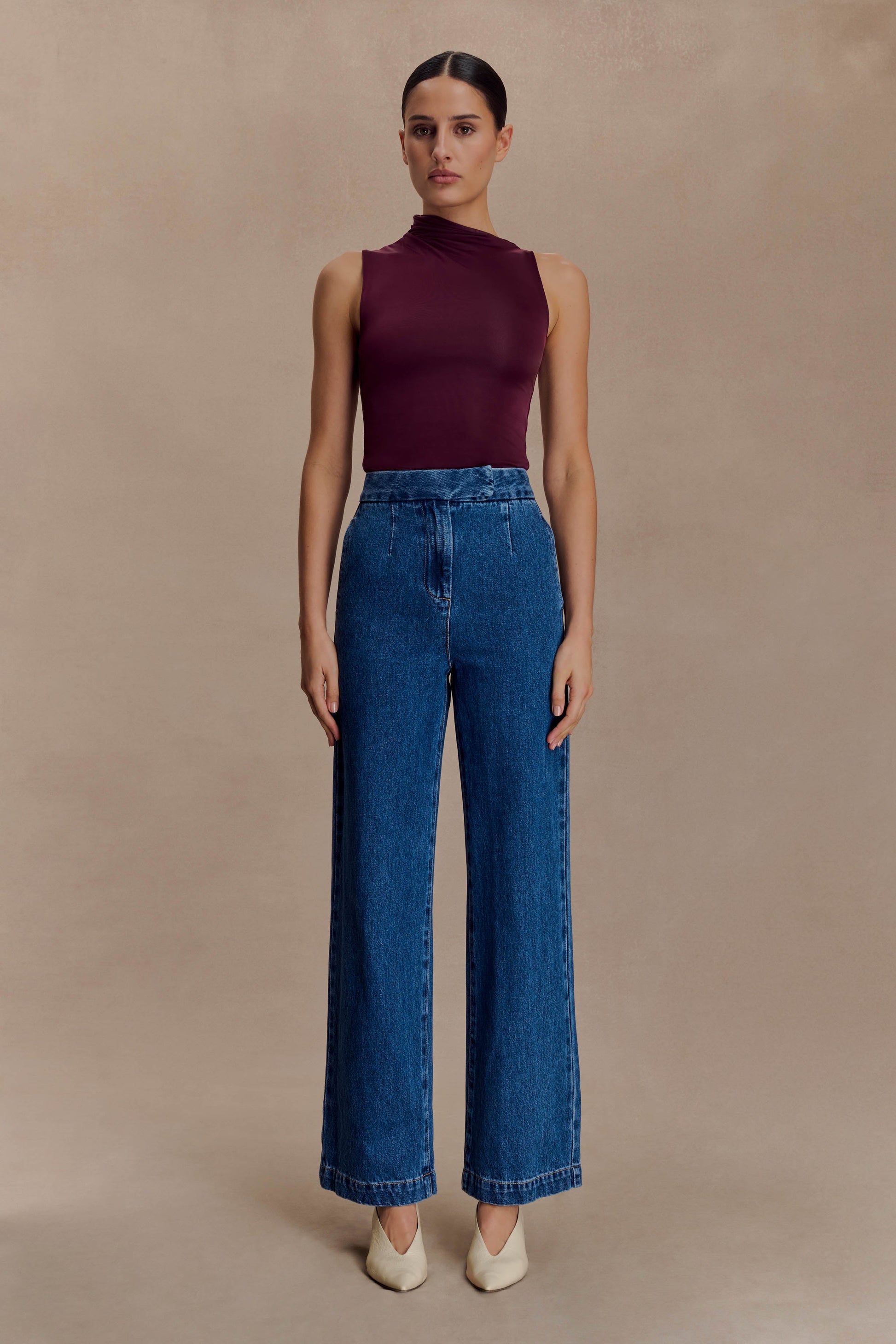 Hadleigh Sleeveless Slinky Top - Burgundy #7