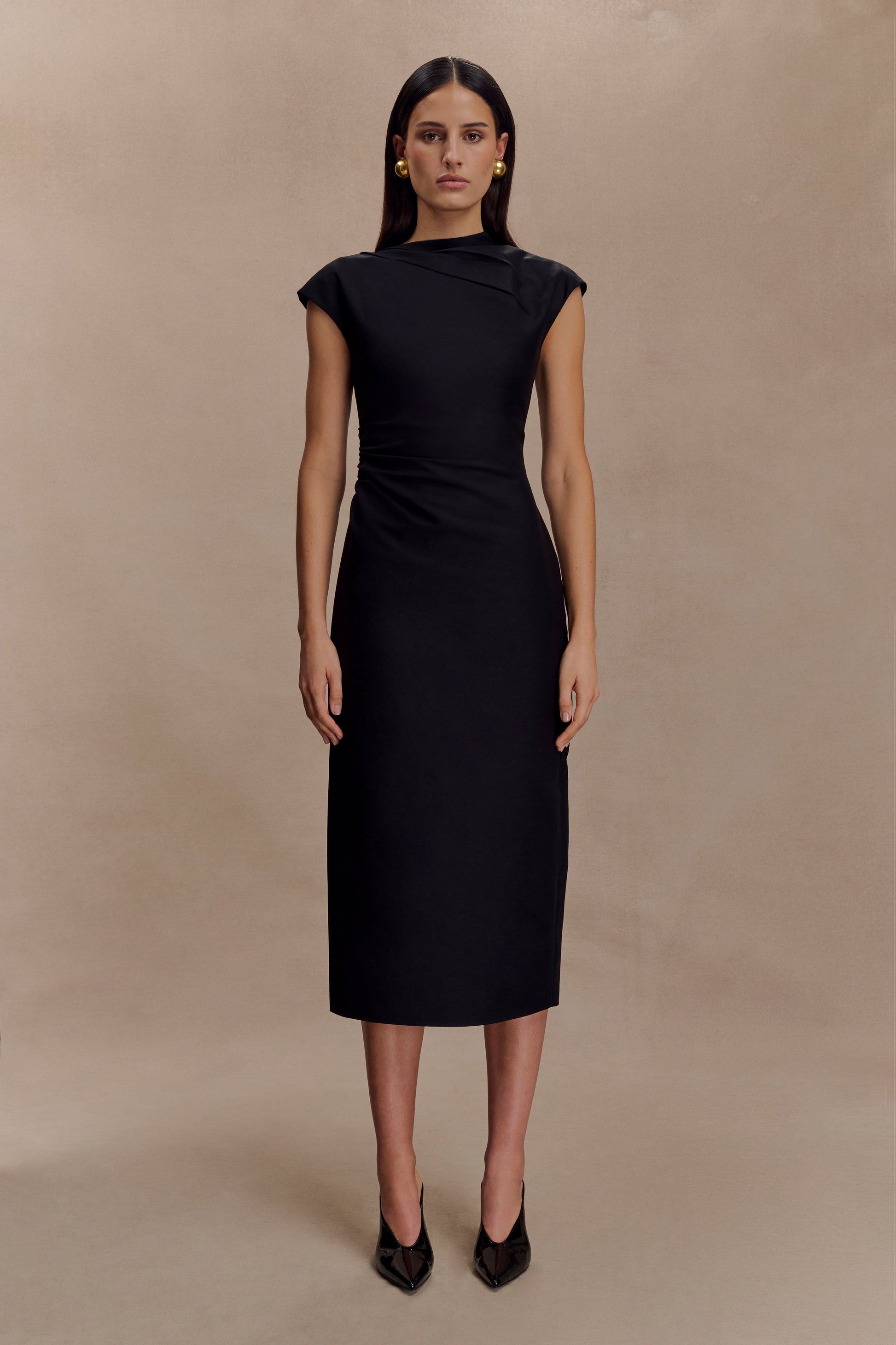 Lorena Cotton Midi Dress / Black | MESHKI | XXL Lorena Cotton Midi Dress / Black | MESHKI | XXL