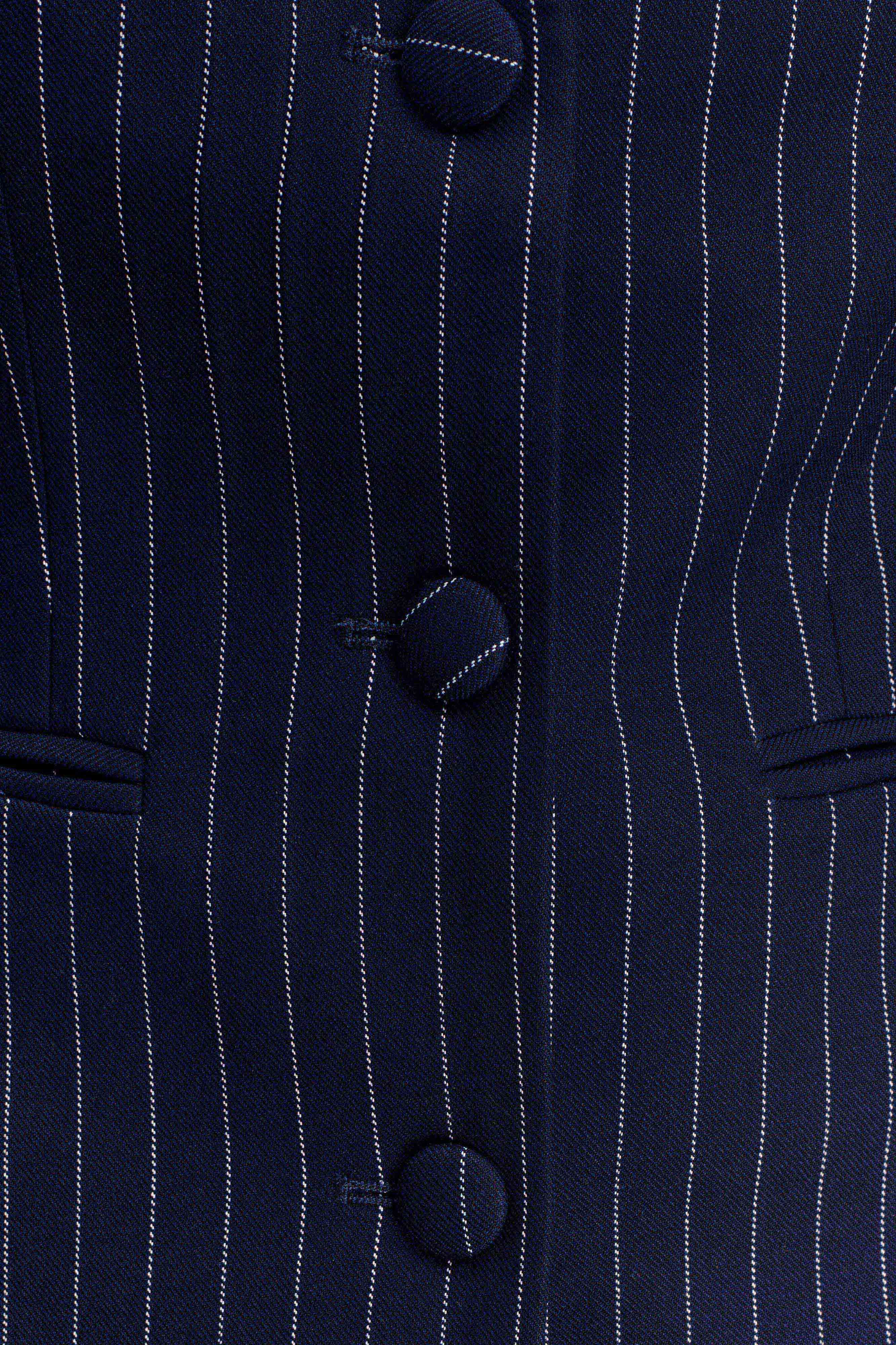Bellamy Cinched Blazer - Navy Pinstripe | MESHKI US