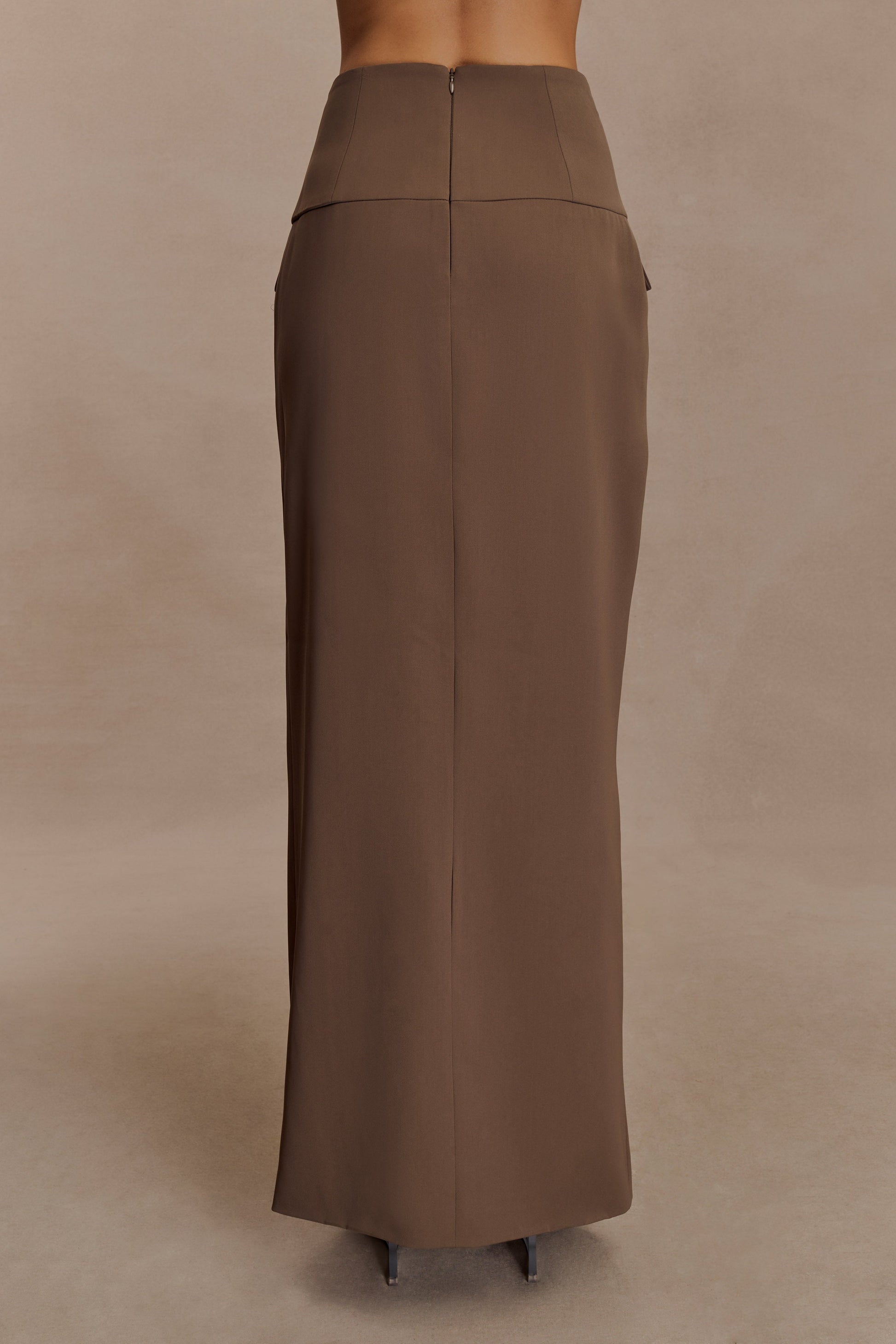 Cassie Column Maxi Skirt - Cacao Brown #4