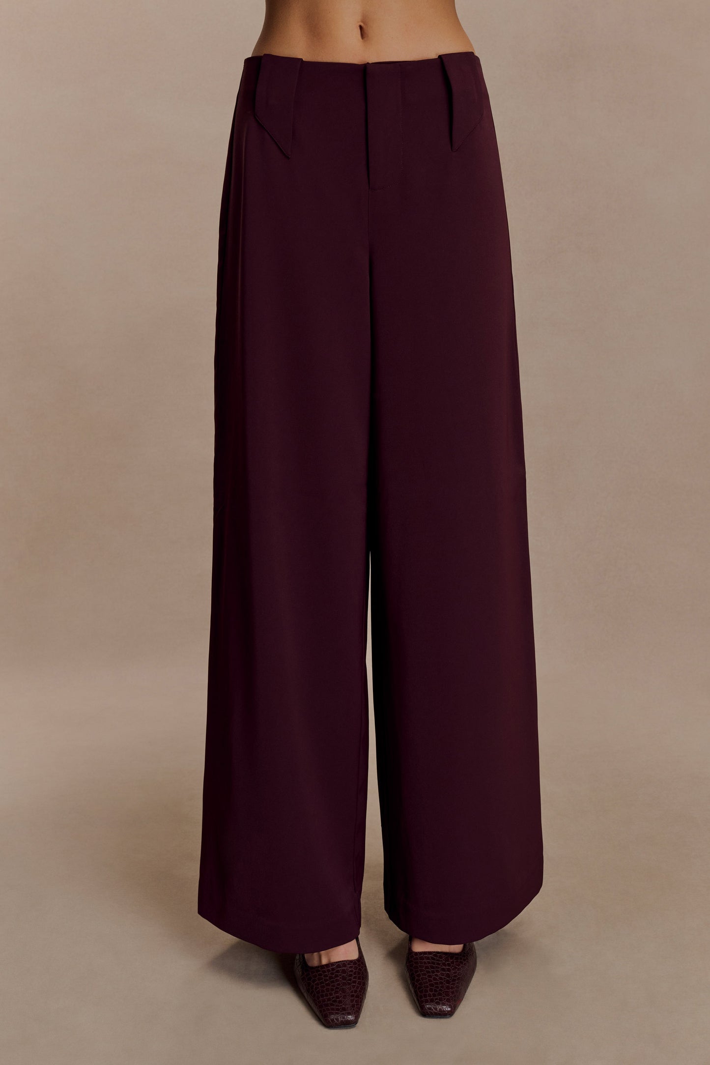 Arlo Wide Leg Suiting Trouser - Mahogany