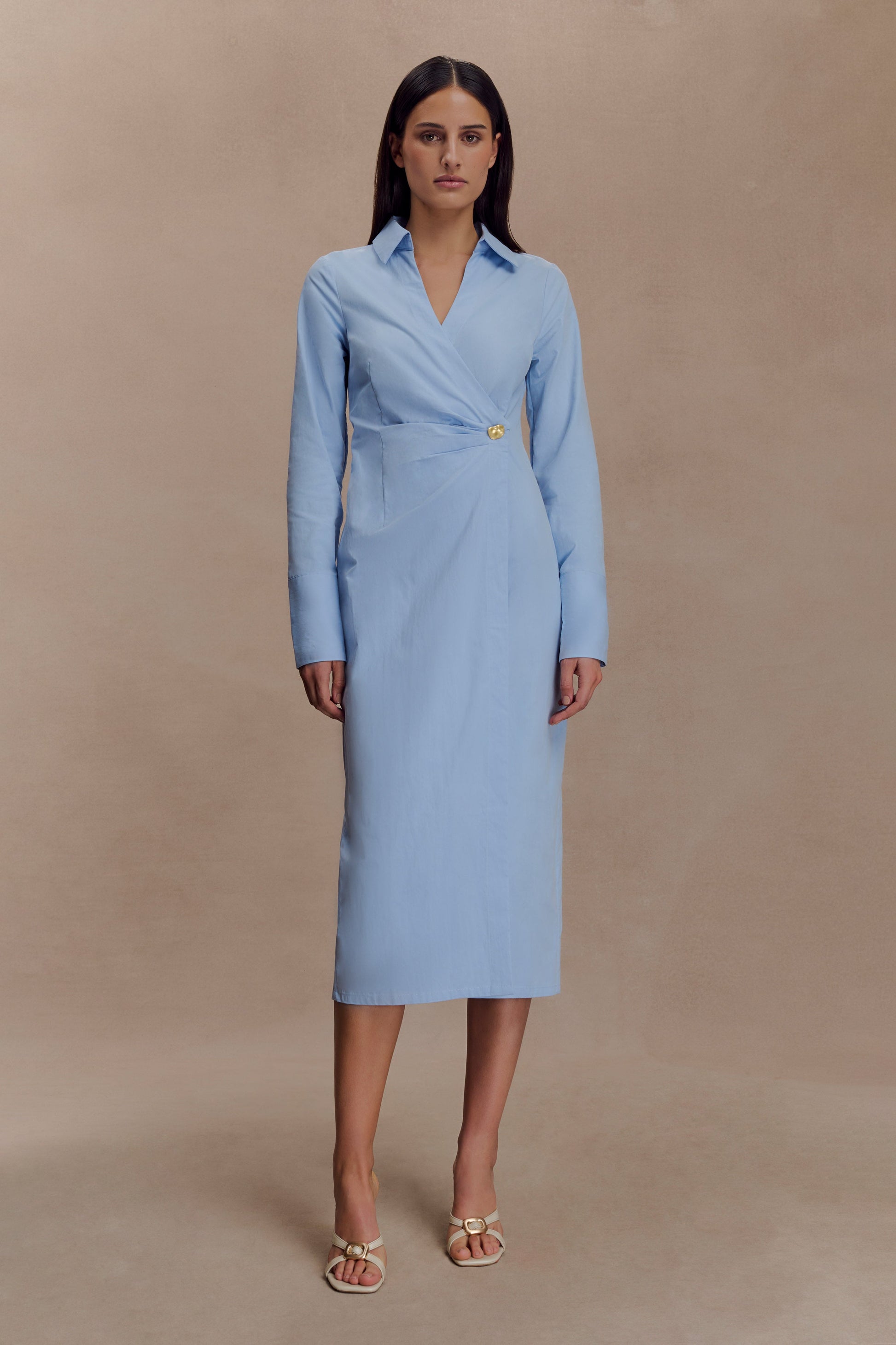 Mikaila Asymmetric Shirt Dress / Blue | MESHKI