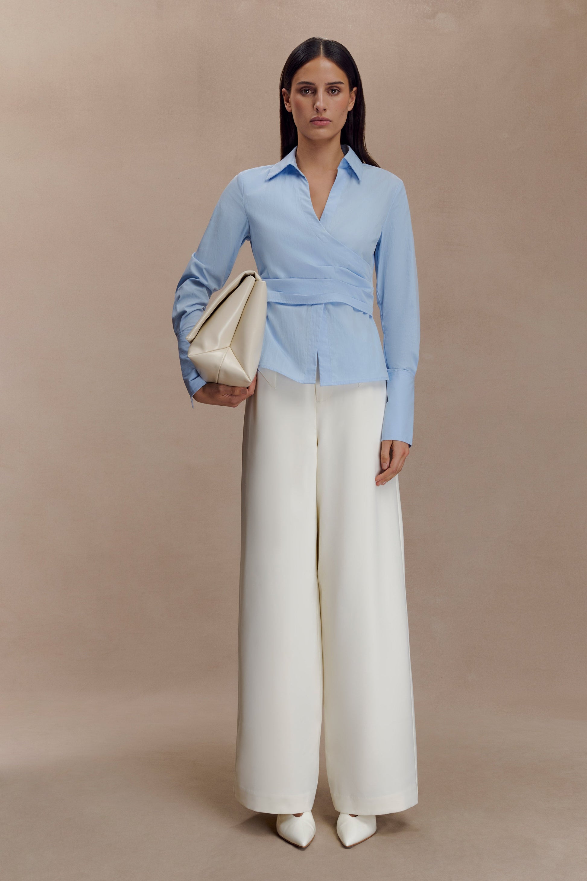 Eugenia Wrap Cotton Shirt - Blue #3