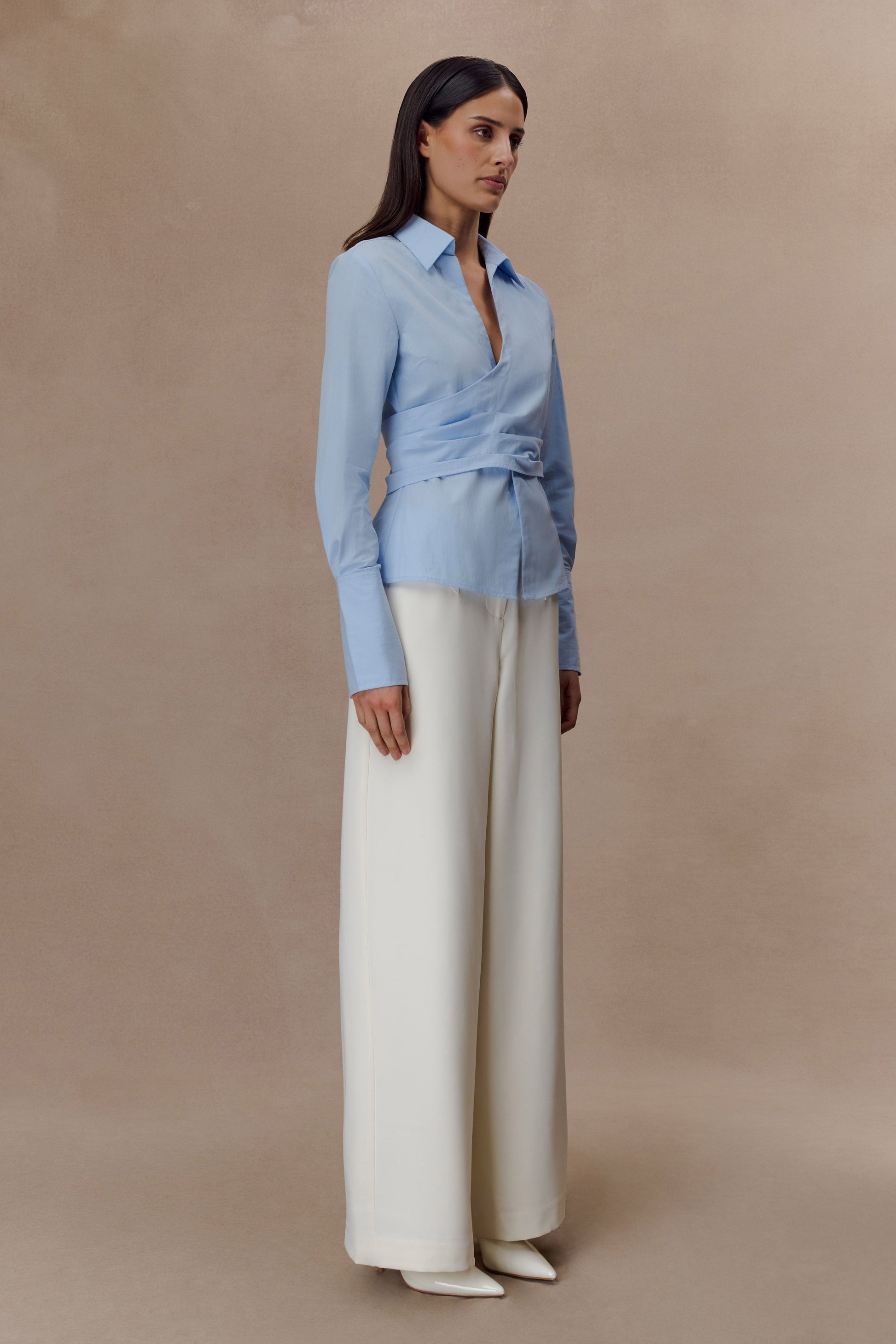 Eugenia Wrap Cotton Shirt - Blue #4