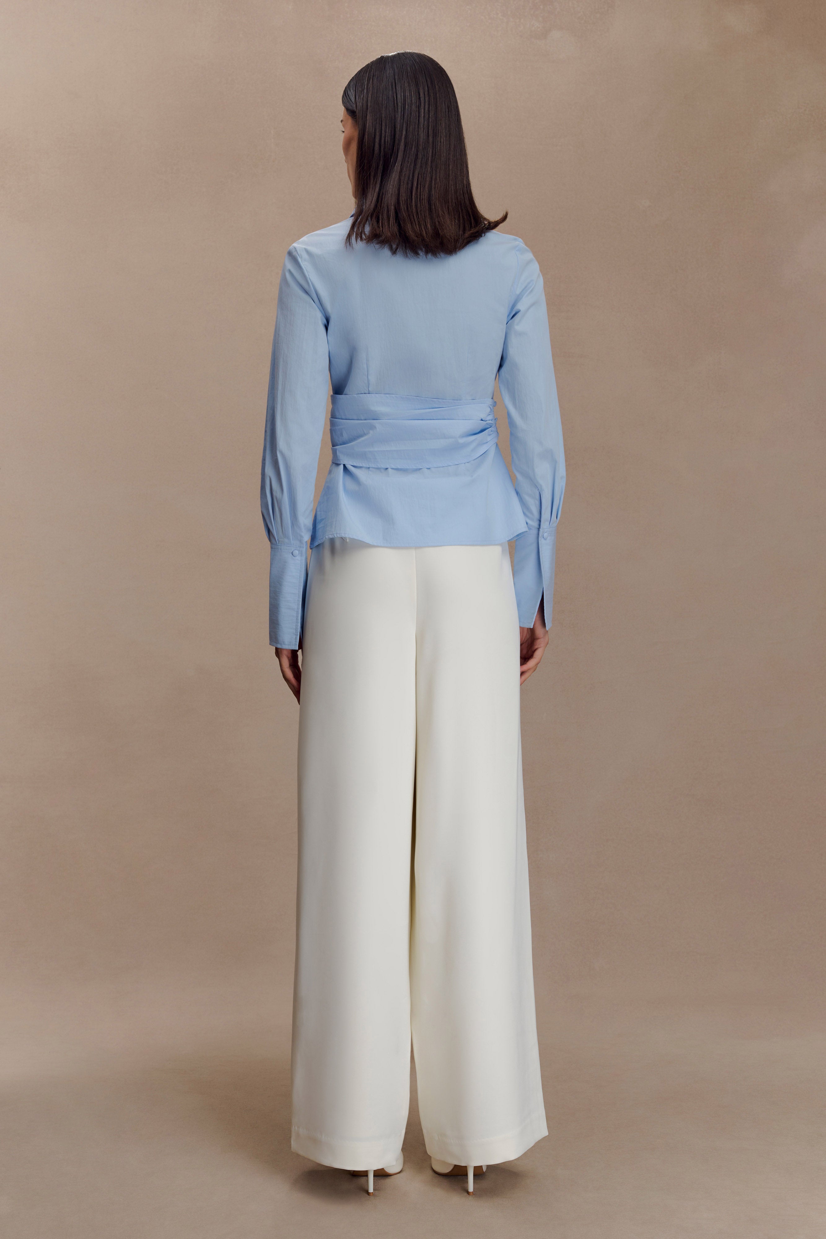 Arlo Wide Leg Suiting Trouser - Ivory | MESHKI US