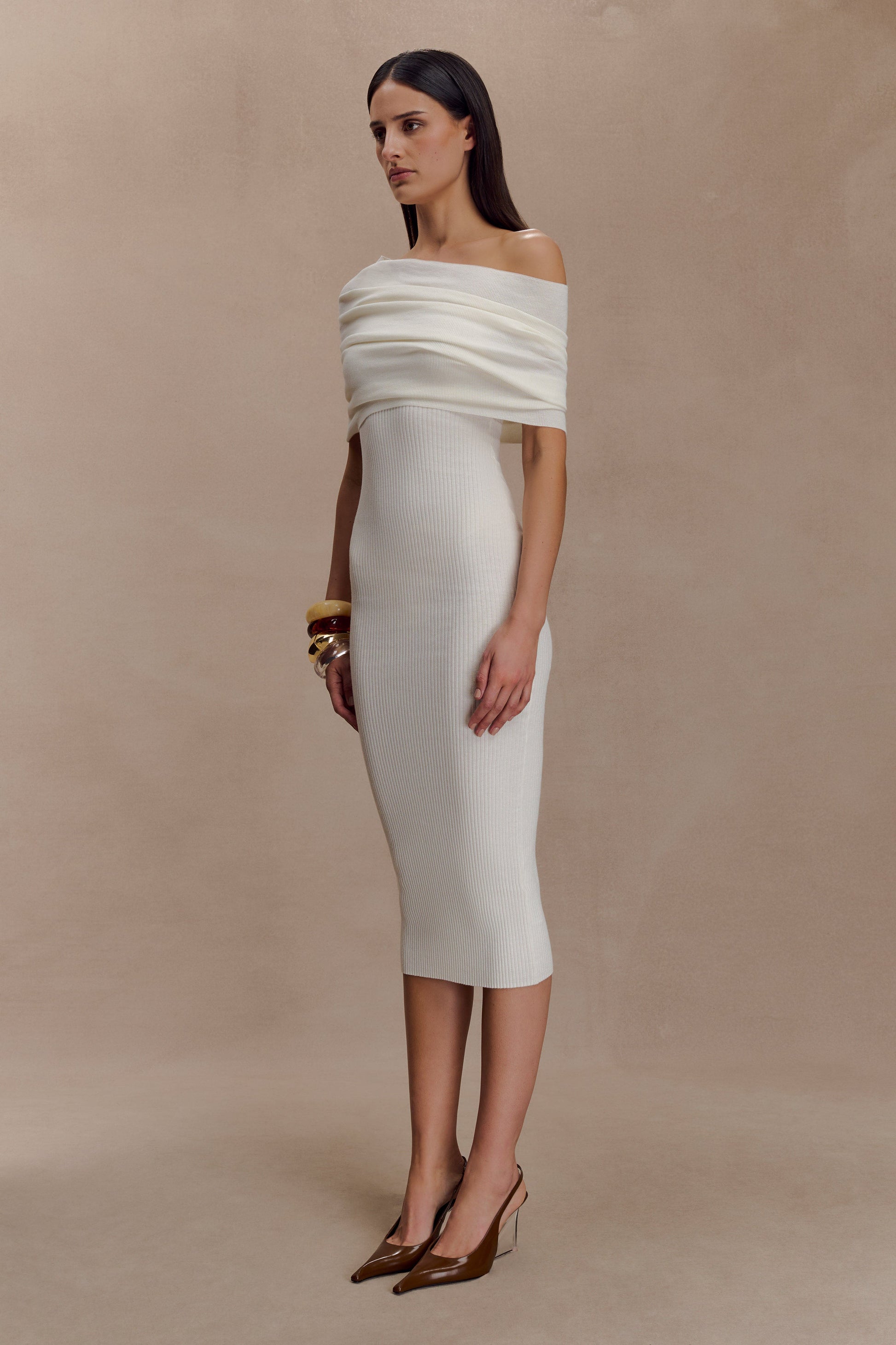 Zandie Cashmere Blend Knit Midi Dress - Ivory #3
