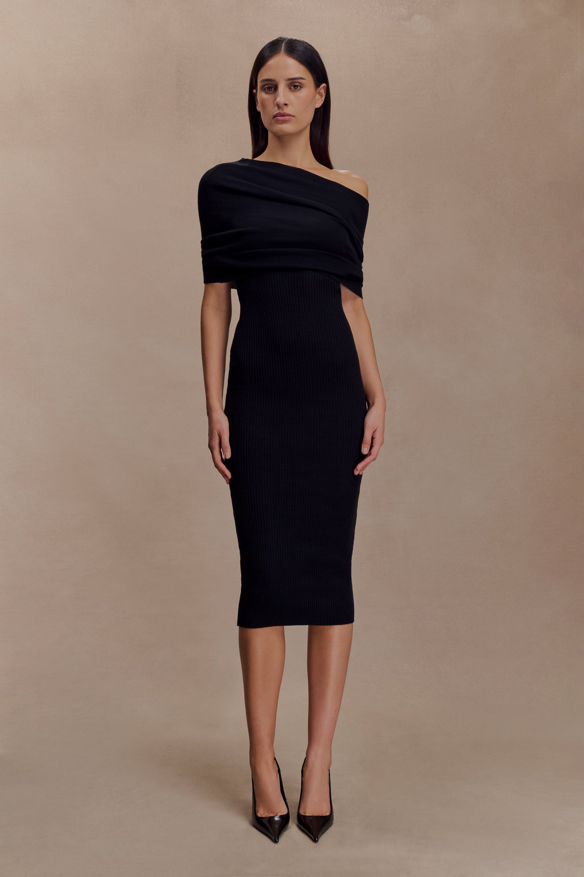 Zandie Cashmere Blend Knit Midi Dress - Black #5