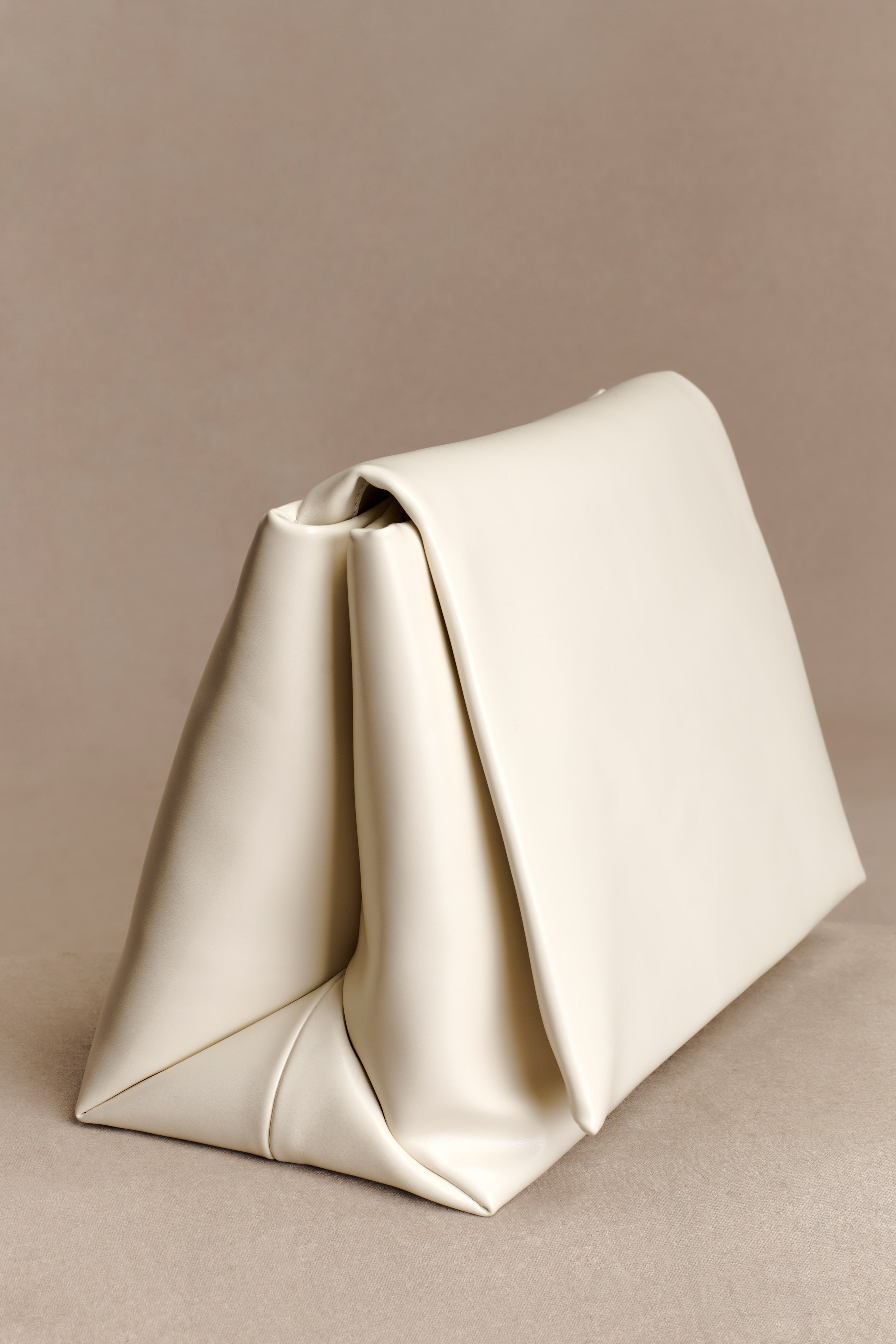 Kiera Faux Leather Oversized Clutch - Ivory | MESHKI US