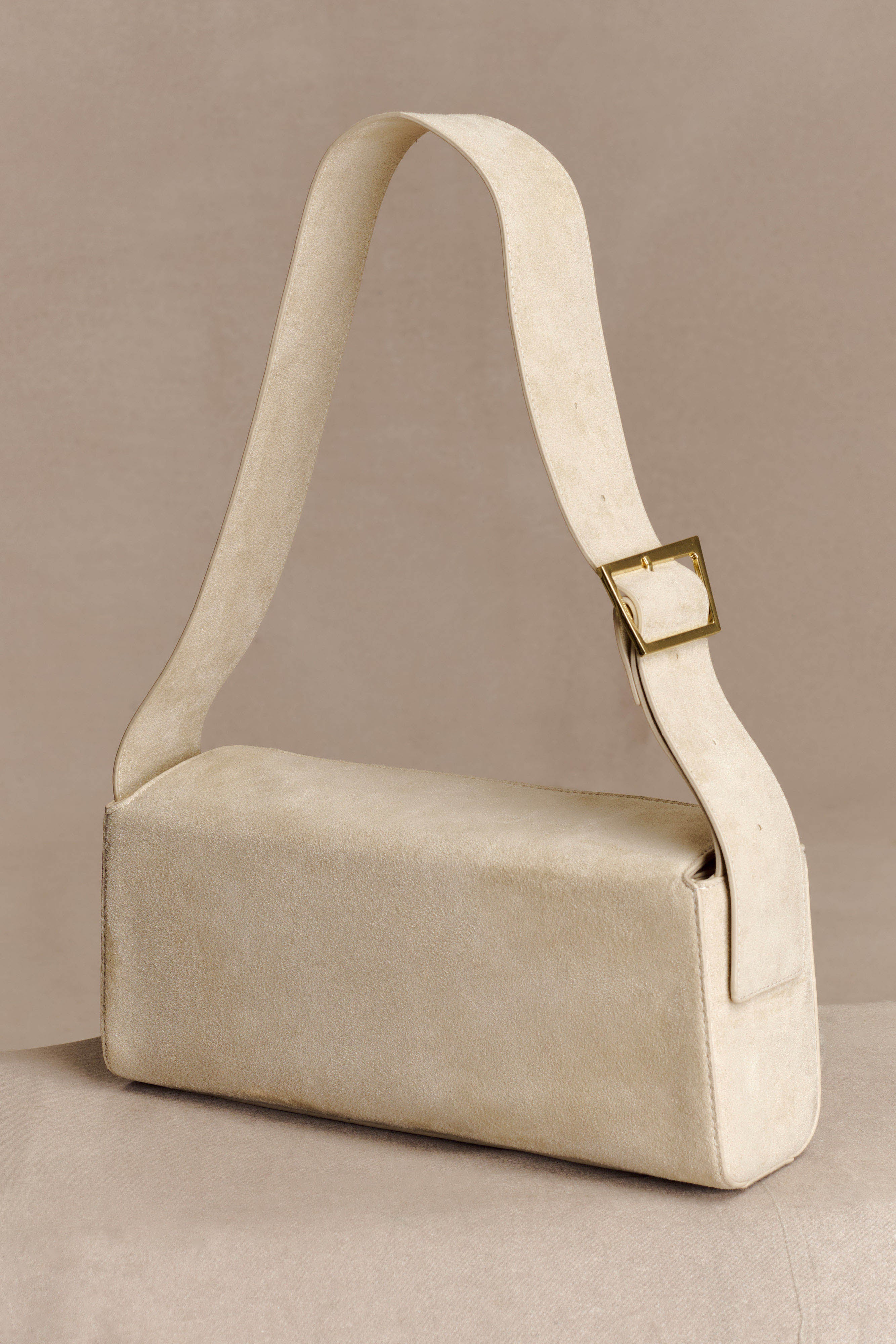 Maria Faux Suede Shoulder Bag - Stone | MESHKI US