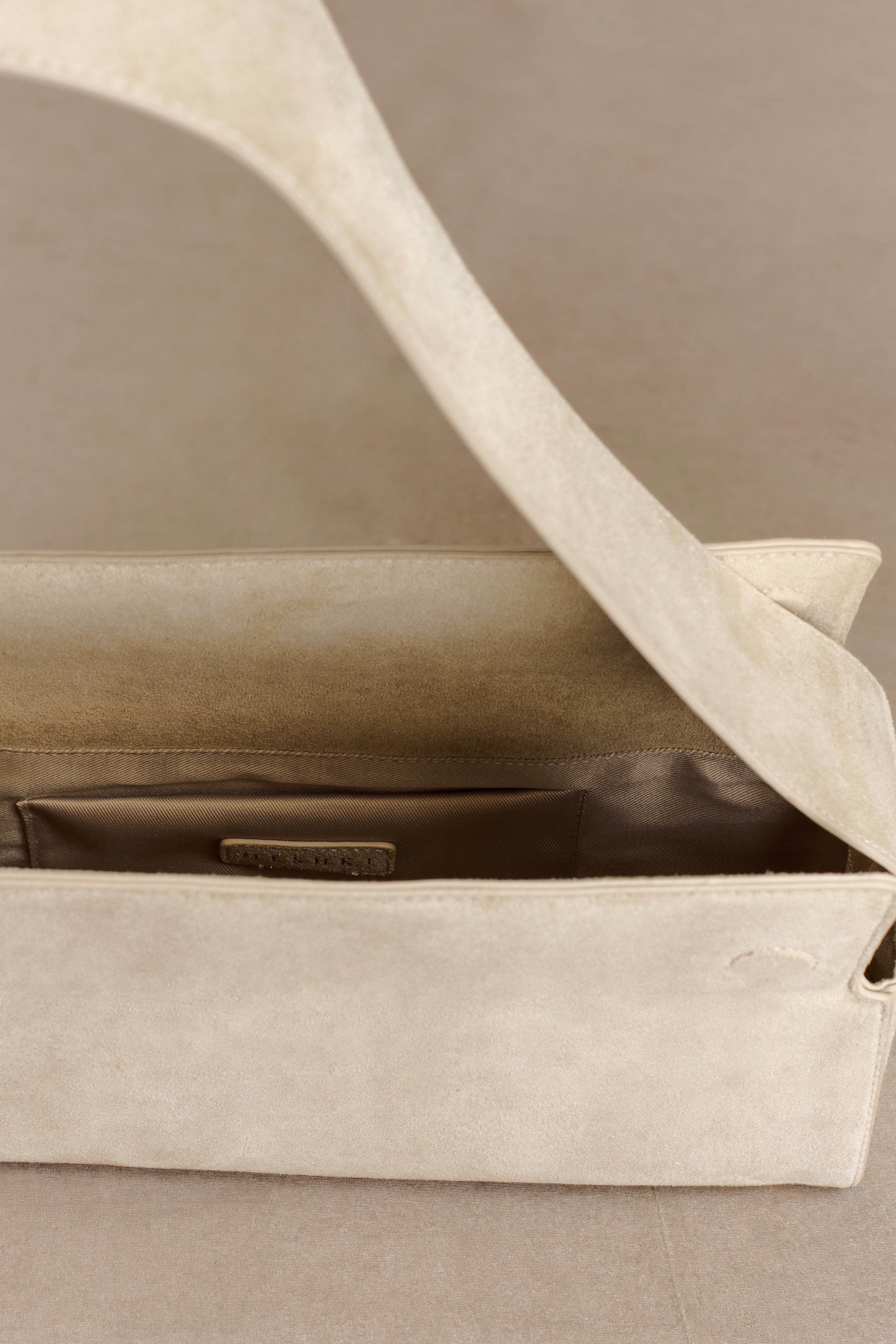 Maria Faux Suede Shoulder Bag - Stone | MESHKI US
