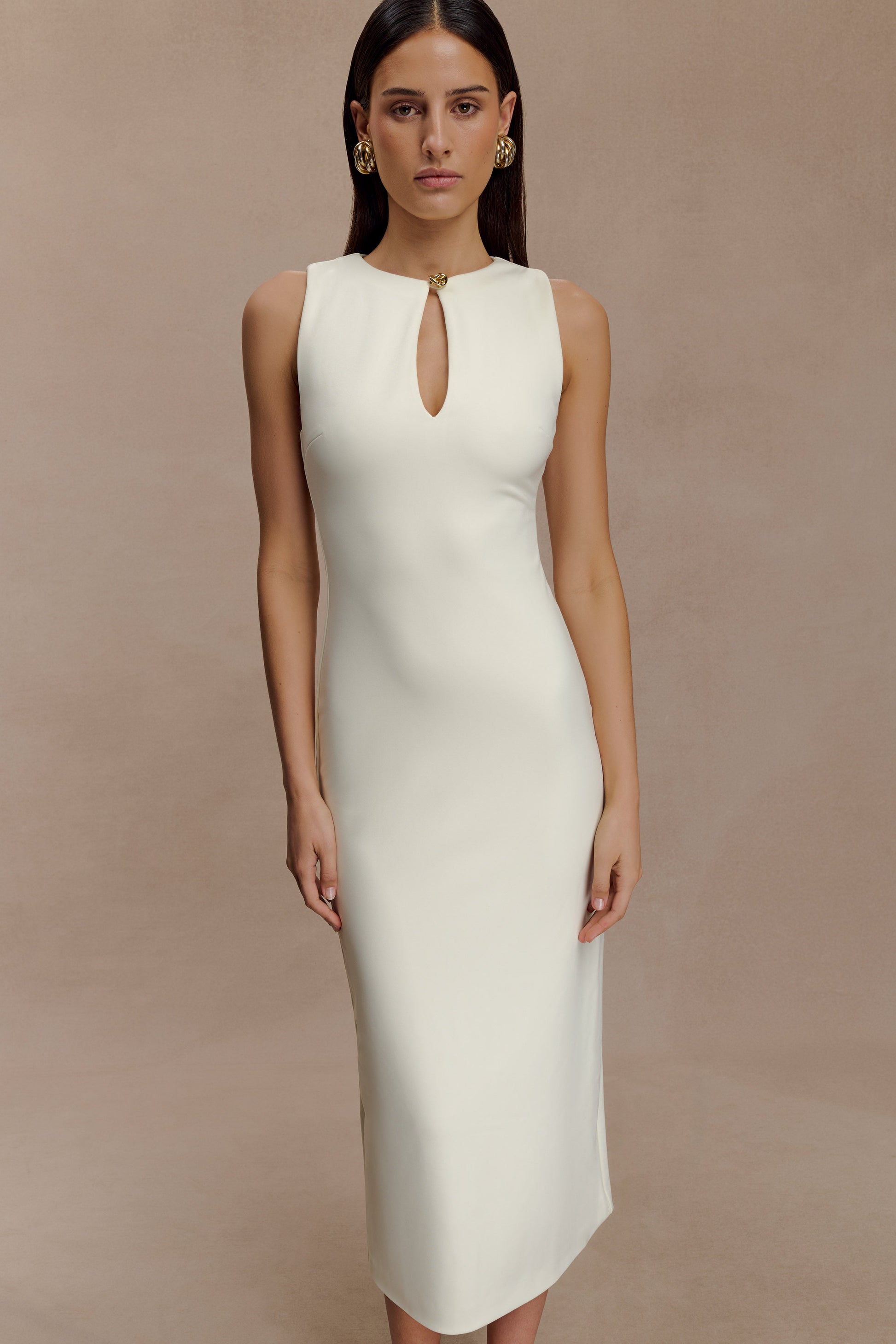 Norah Sleeveless Crepe Midi Dress - Ivory #5