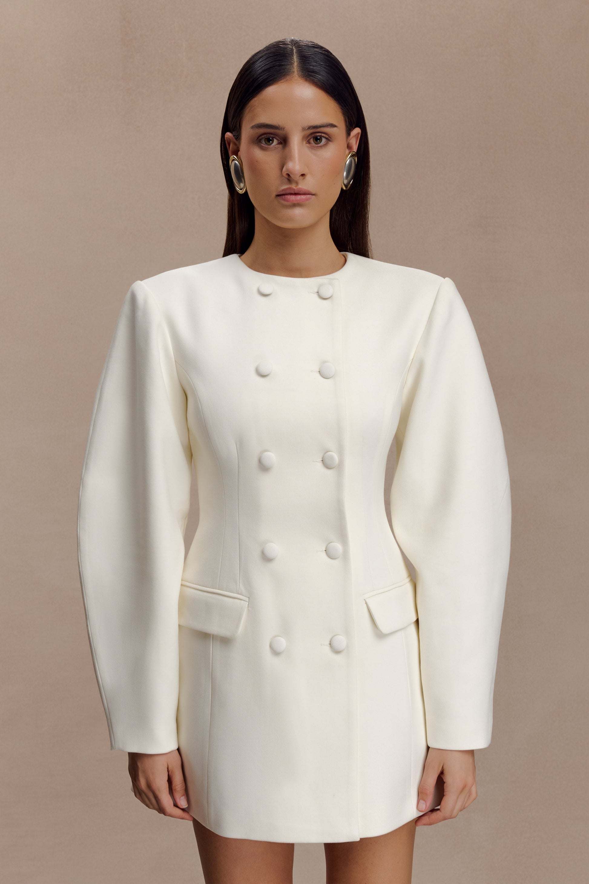 Beatrice Blazer Mini Dress / Ivory | MESHKI | XS Beatrice Blazer Mini Dress / Ivory | MESHKI | XS