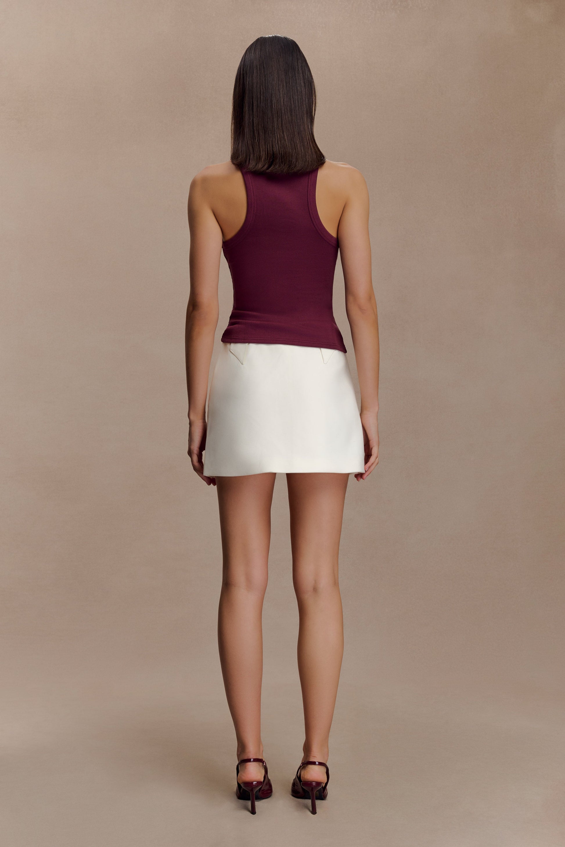 Lola Ribbed Sleeveless Top With Hardware - Burgundy #4