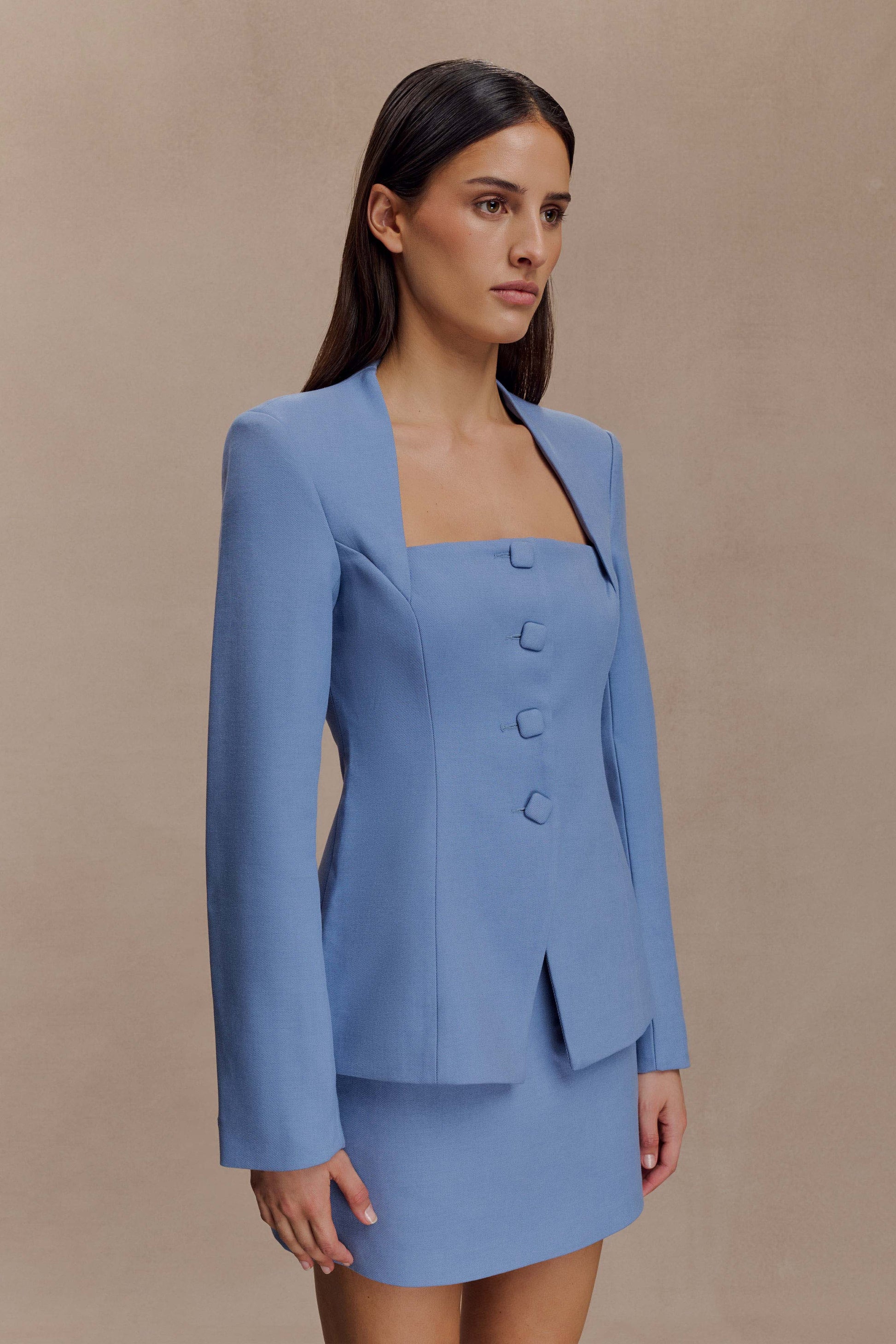 Gina Suiting Mini Skirt - Ocean Blue #4