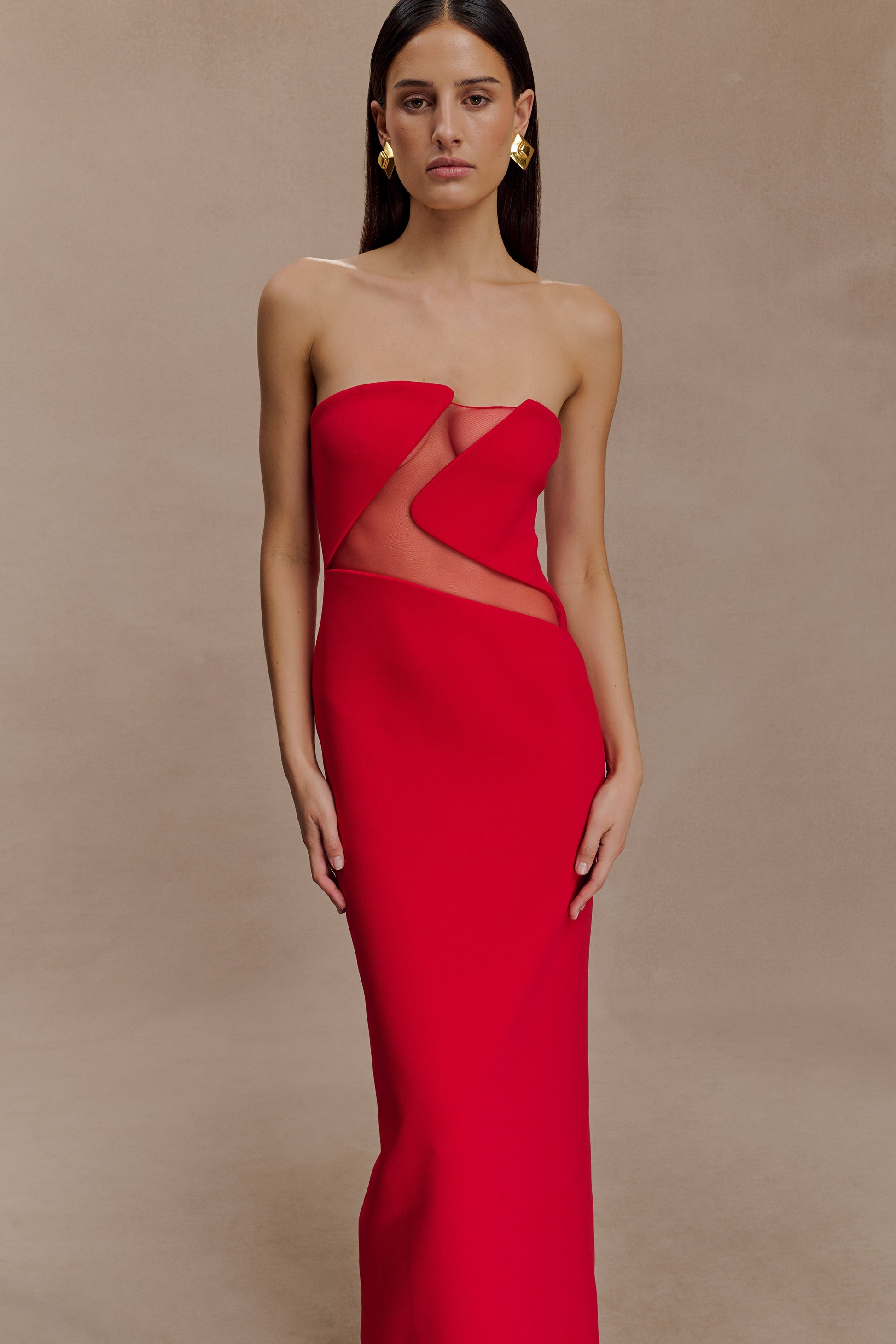 Lianne Strapless Maxi Dress - Red #3