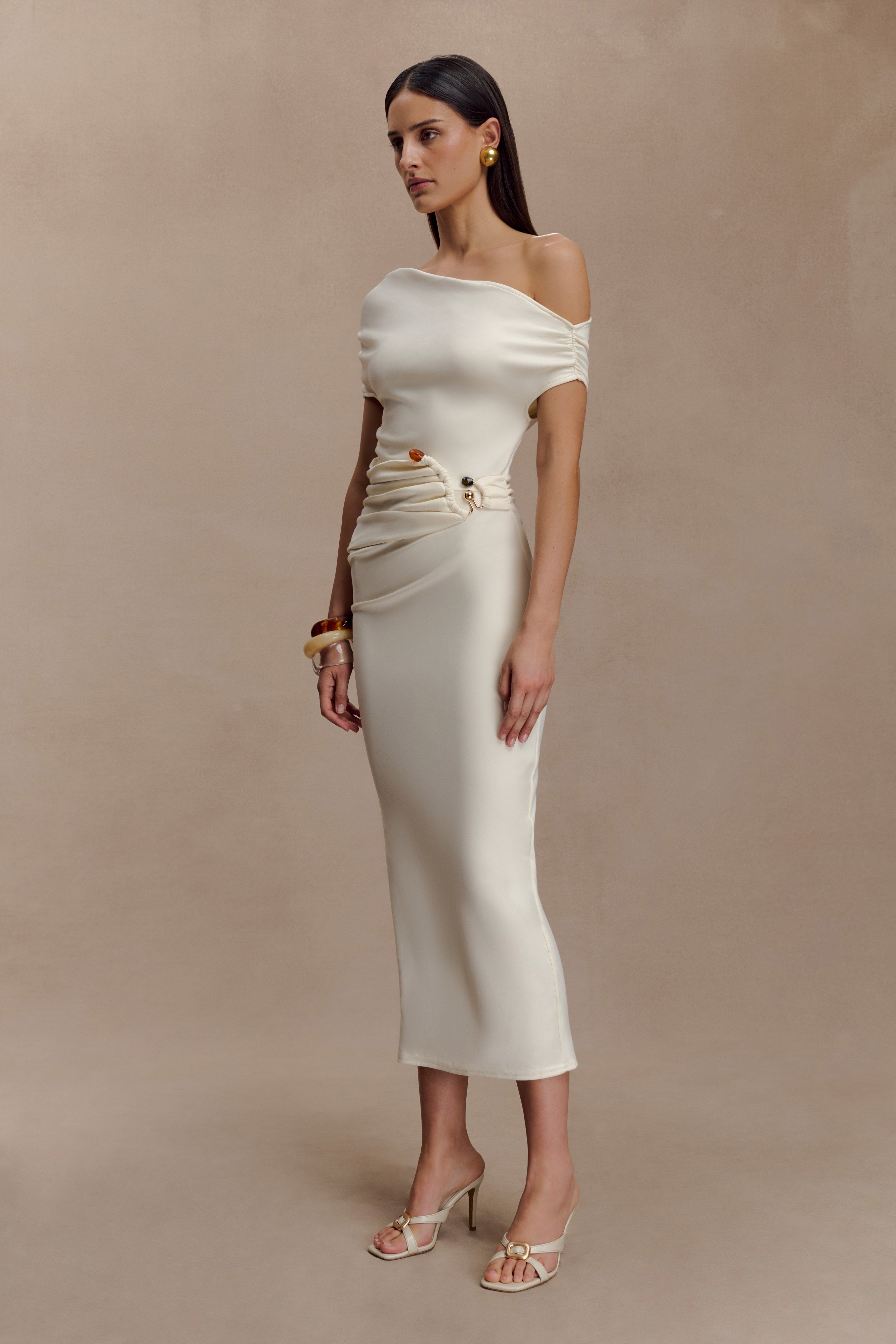 ワンピース Audire Daily jersey dress Ivory M Miller Jersey Midi Dress