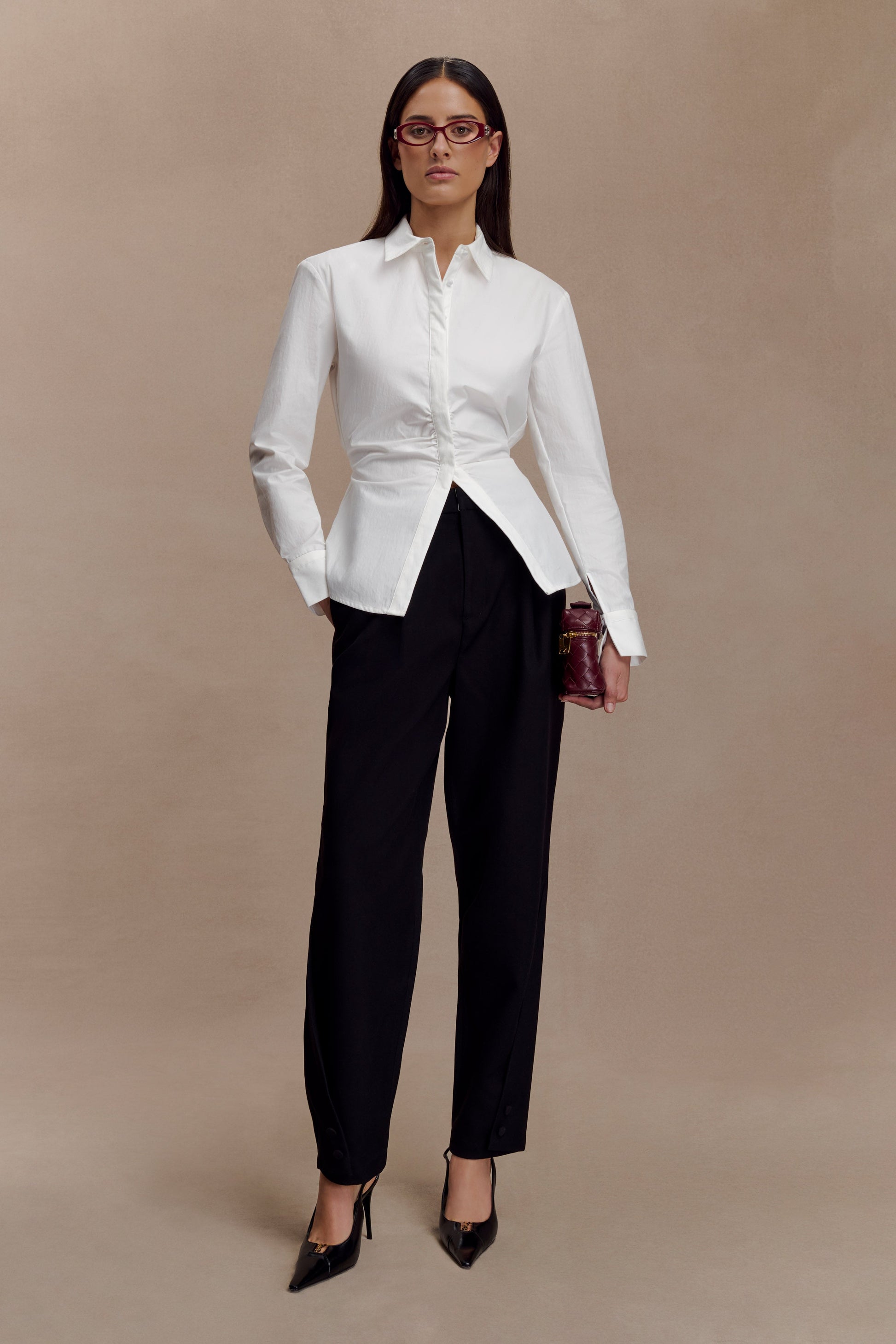 Millie Tie Back Cotton Shirt - White #7