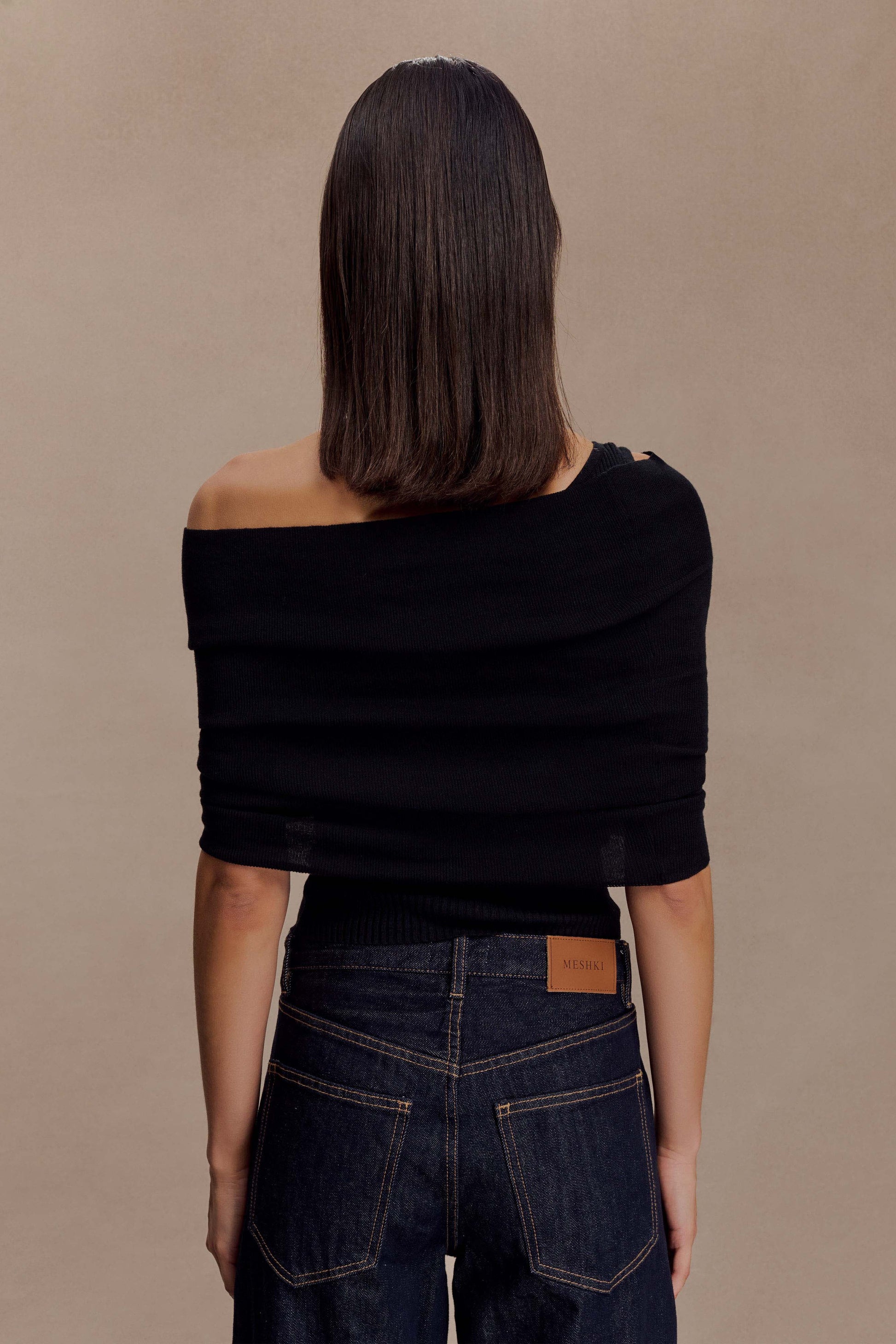 Sierra Asymmetrical Cashmere Blend Knit Top - Black #2