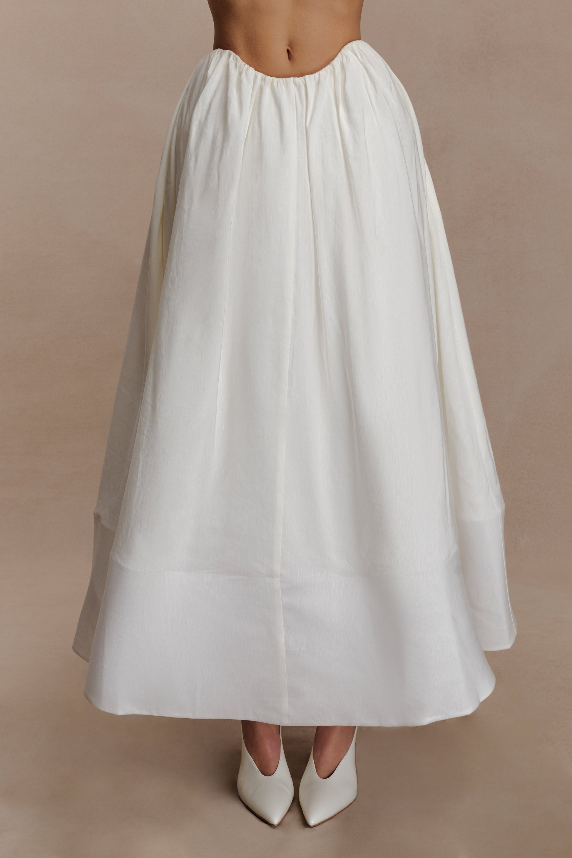 Greta Gathered Maxi Skirt - White #10