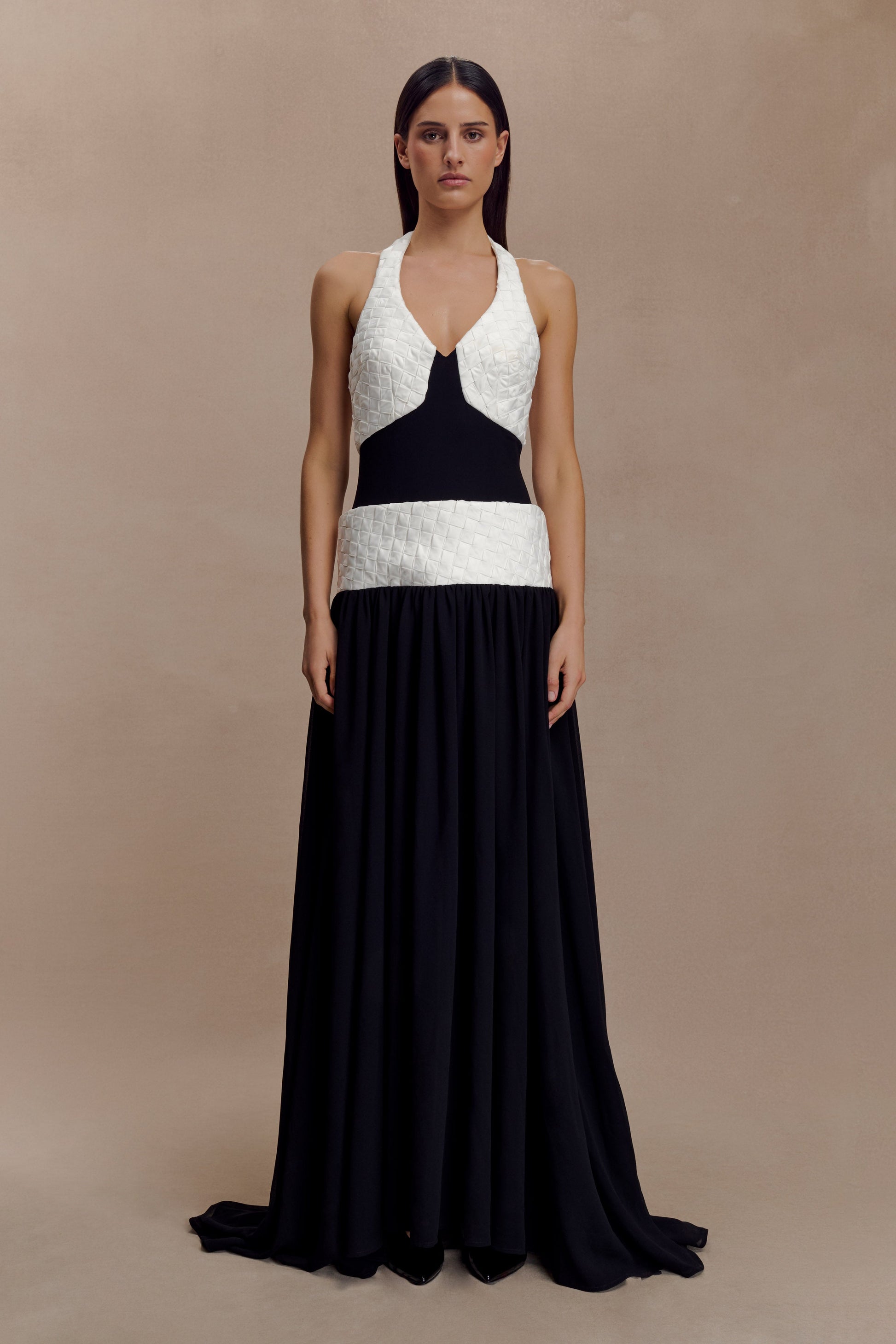 Celine Chiffon Maxi Dress / Black/White | MESHKI