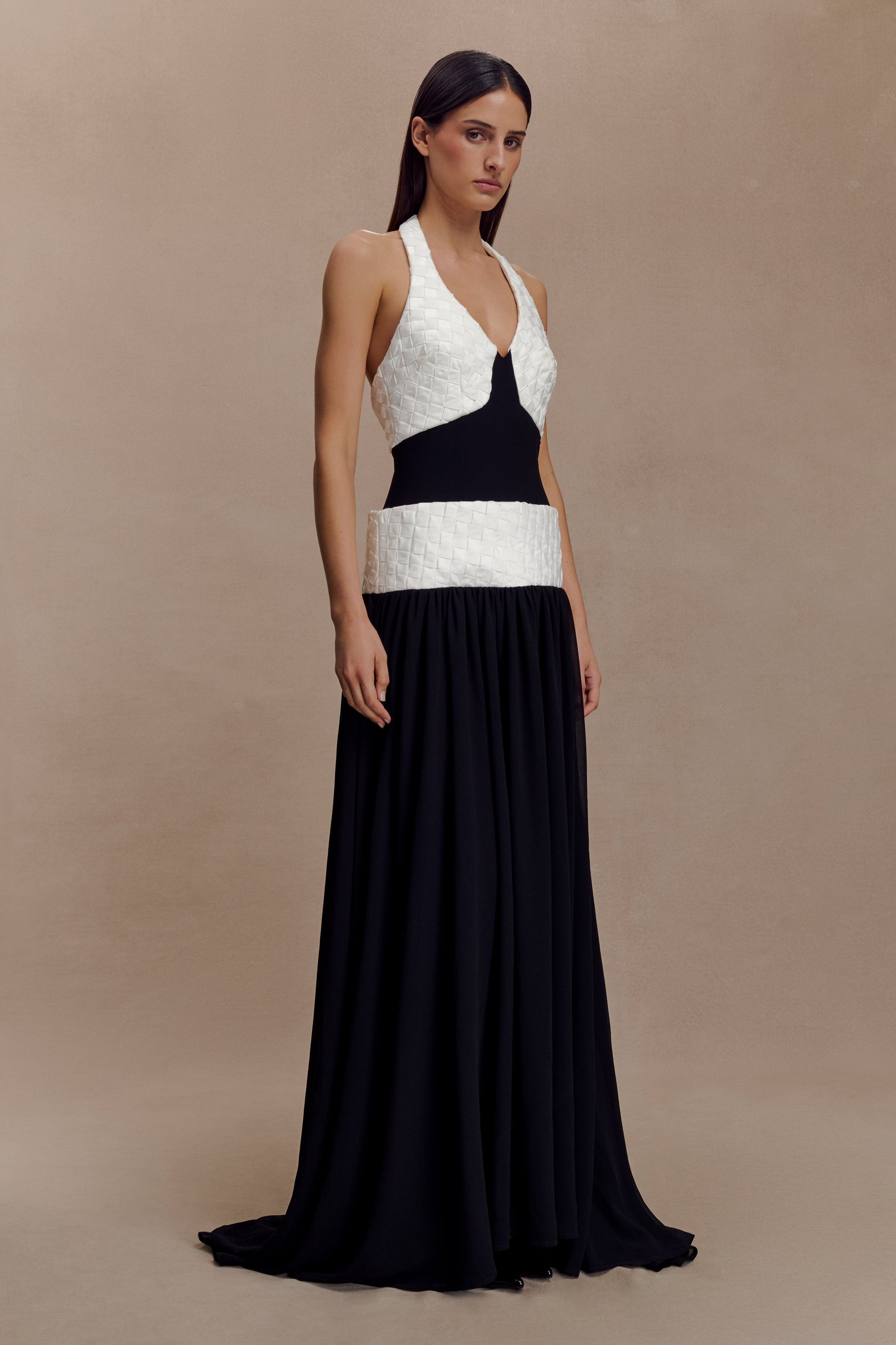 Celine Chiffon Maxi Dress / Black/White | MESHKI