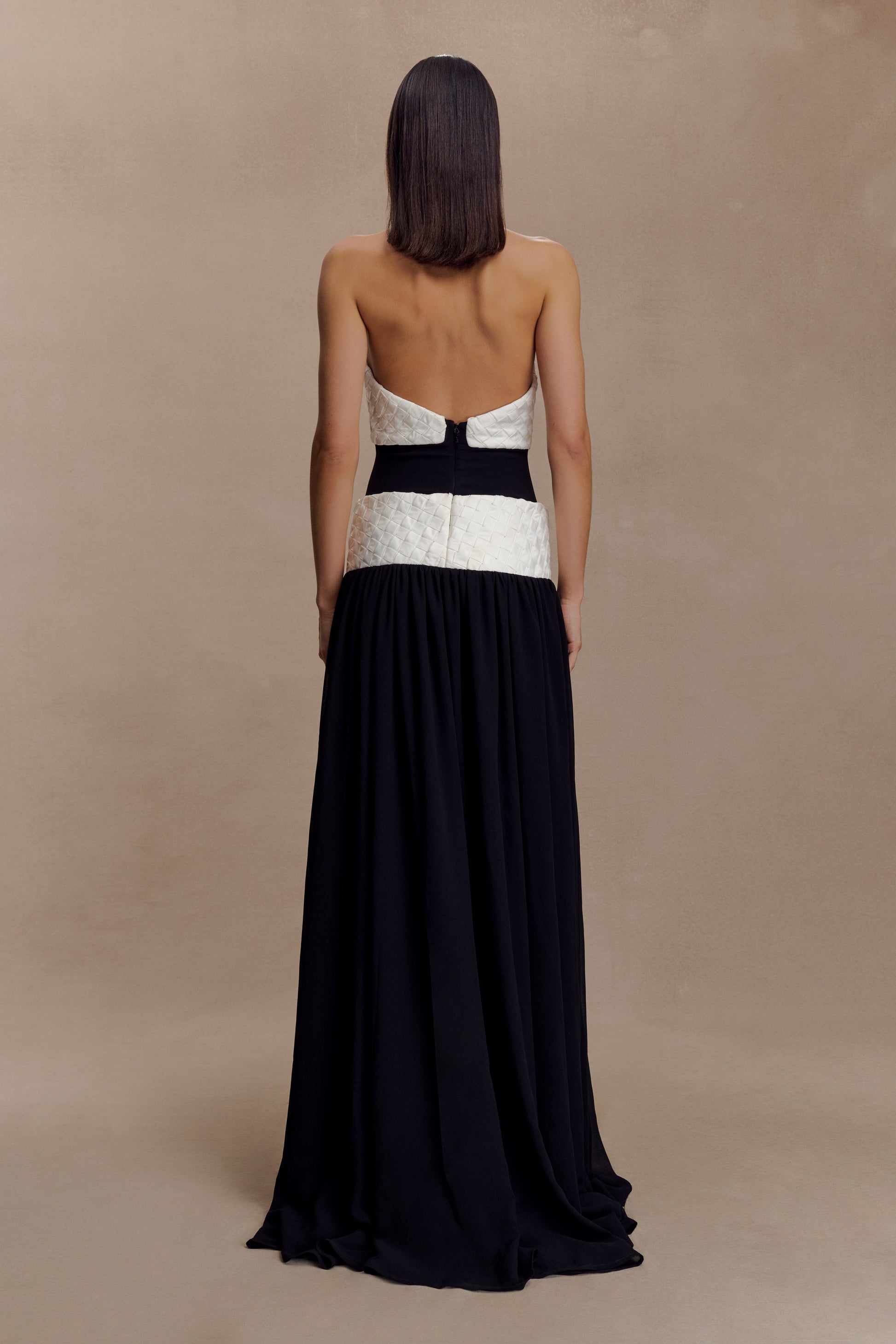 Celine Chiffon Maxi Dress / Black/White | MESHKI