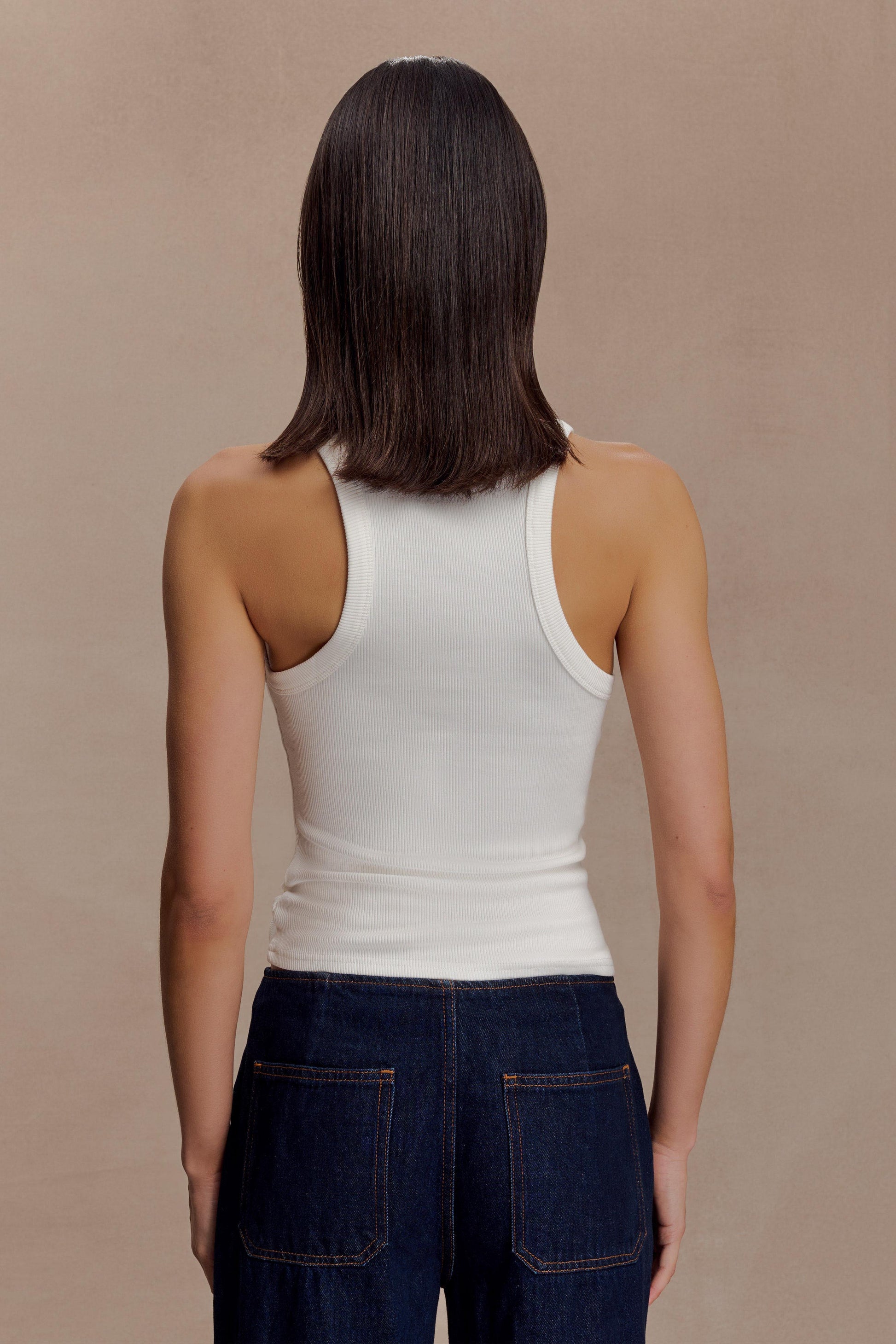 Lola Ribbed Sleeveless Top With Hardware - White #2