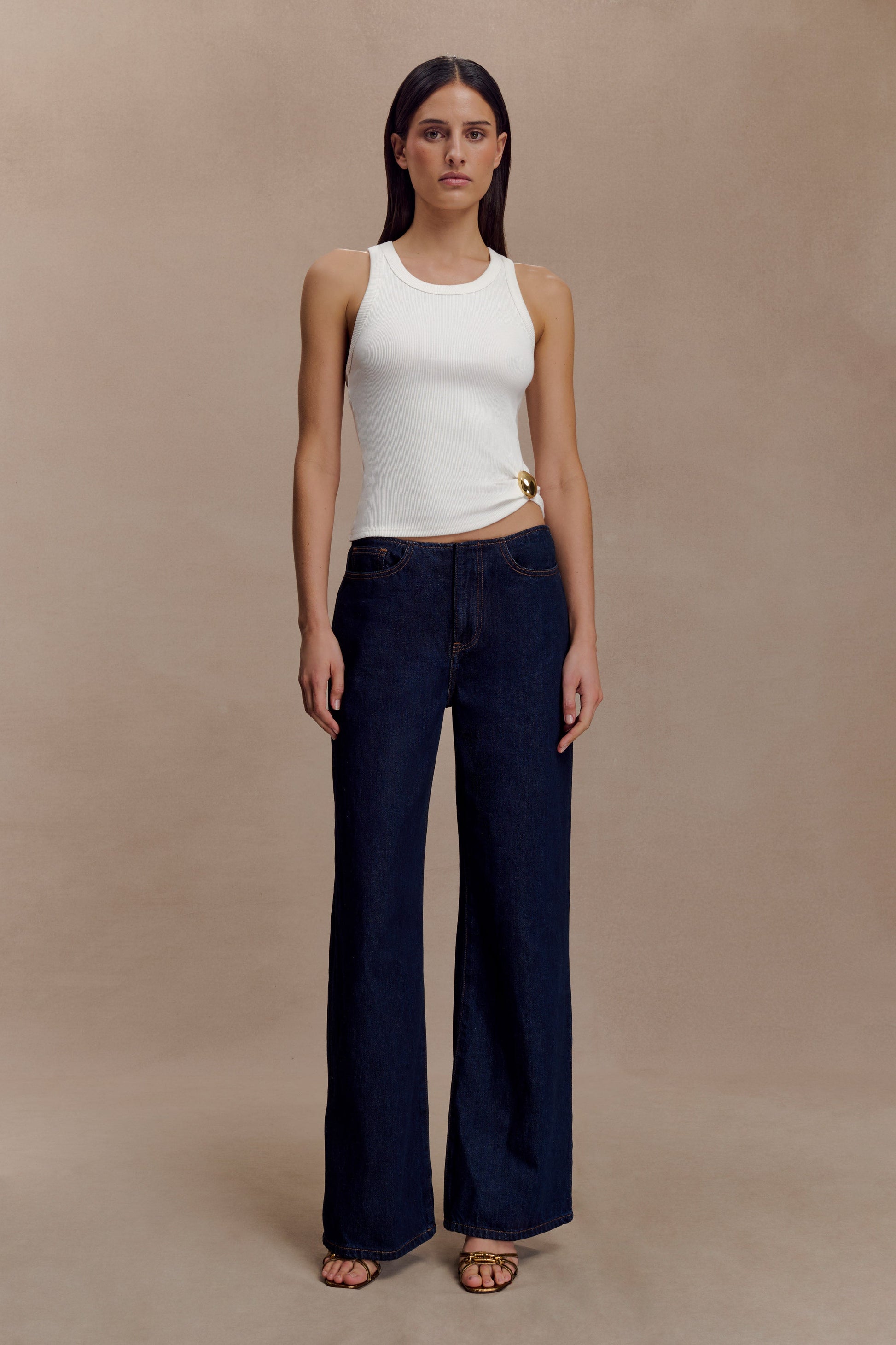 Lola Ribbed Sleeveless Top With Hardware - White #5