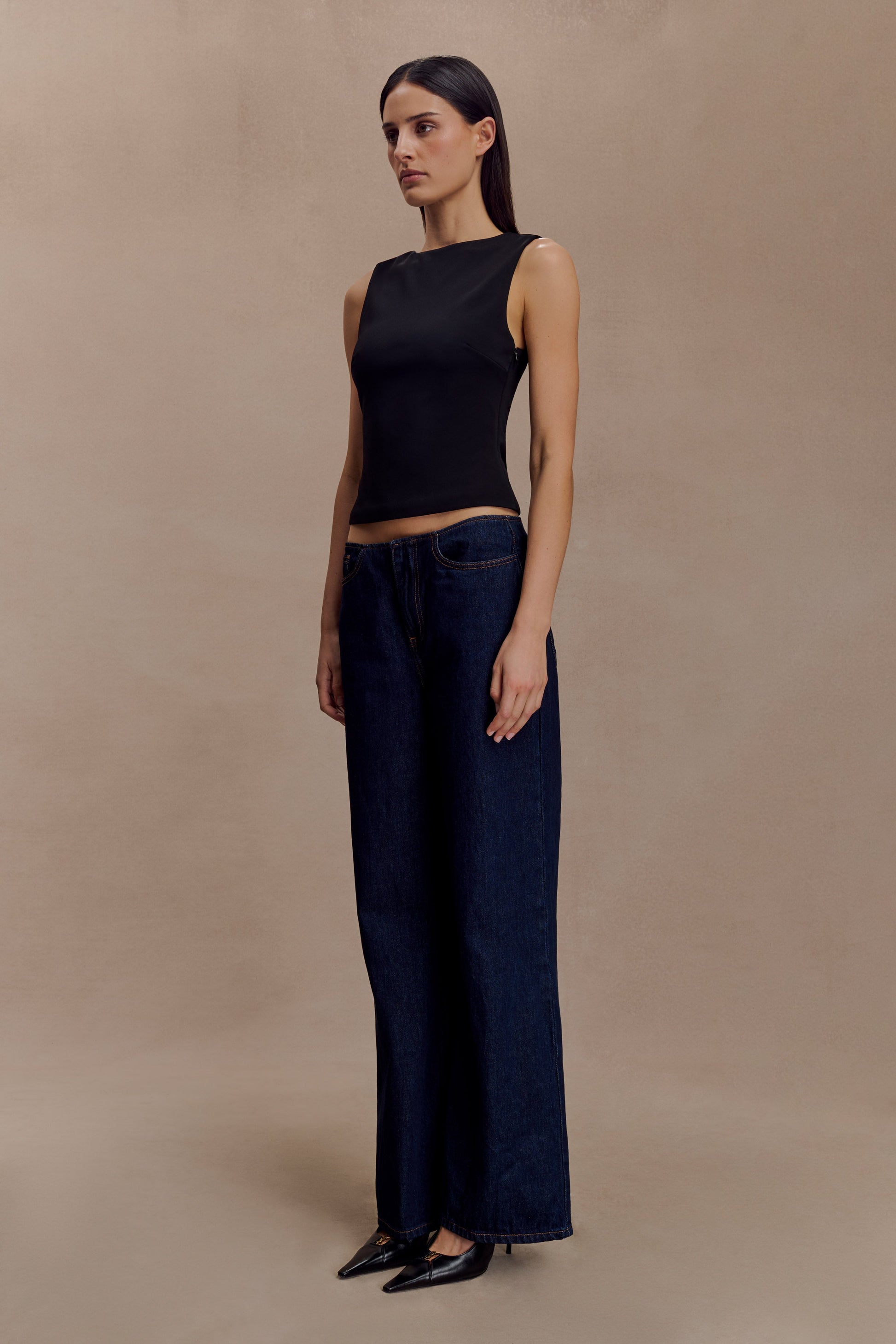 Kyra Open Back Scuba Crepe Top - Black #4