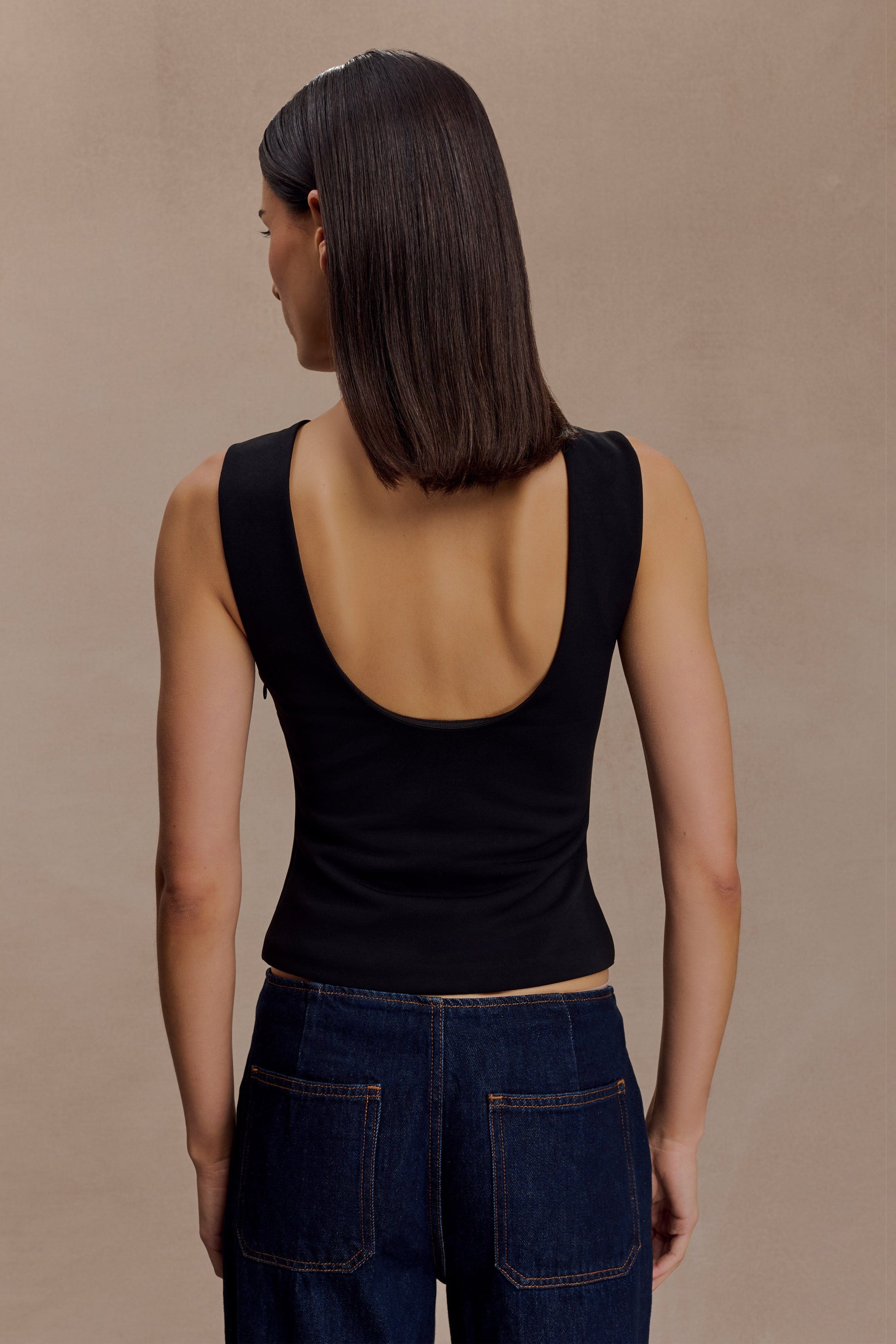 Kyra Open Back Scuba Crepe Top - Black #2