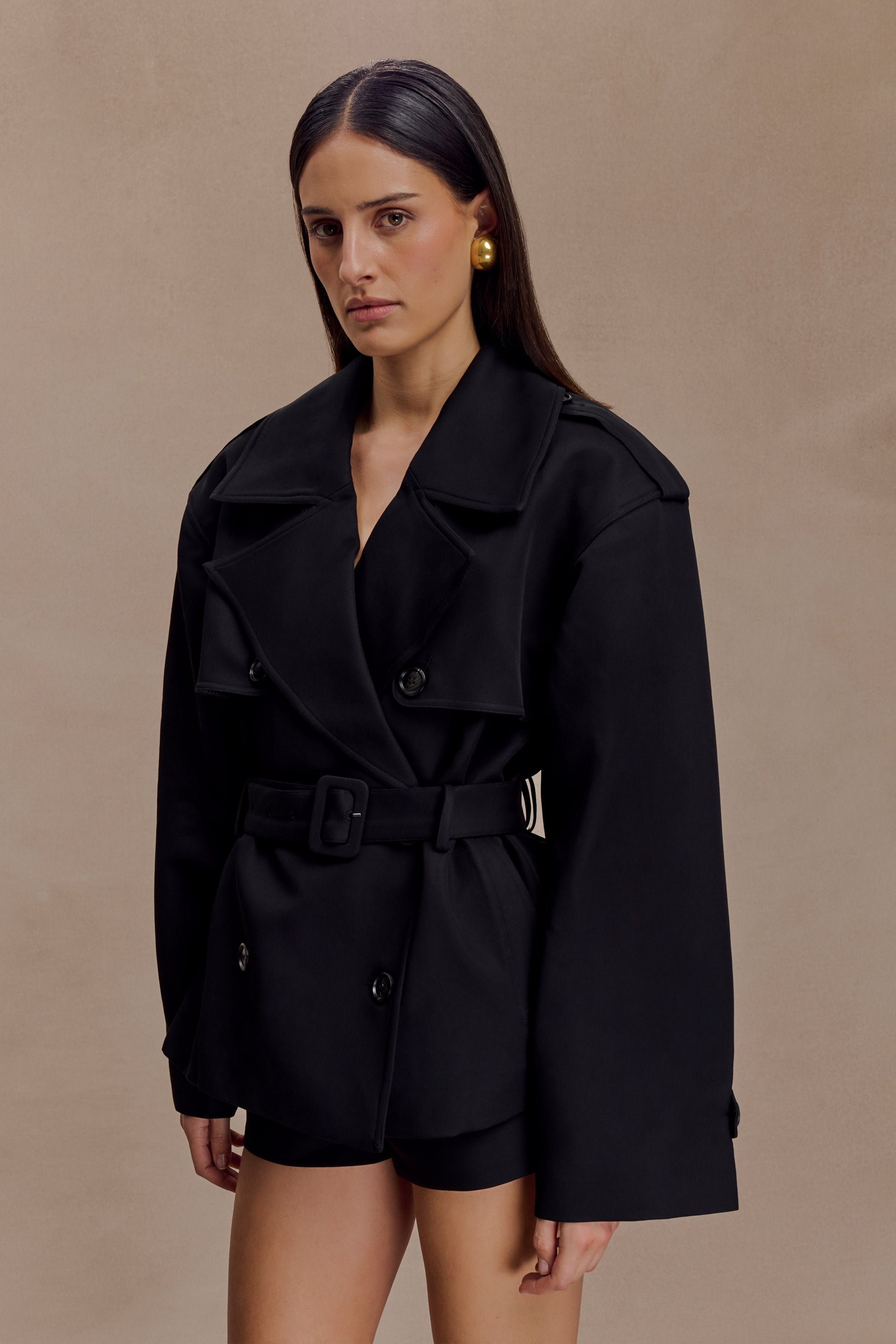 Alden Short Trench Jacket - Black #7