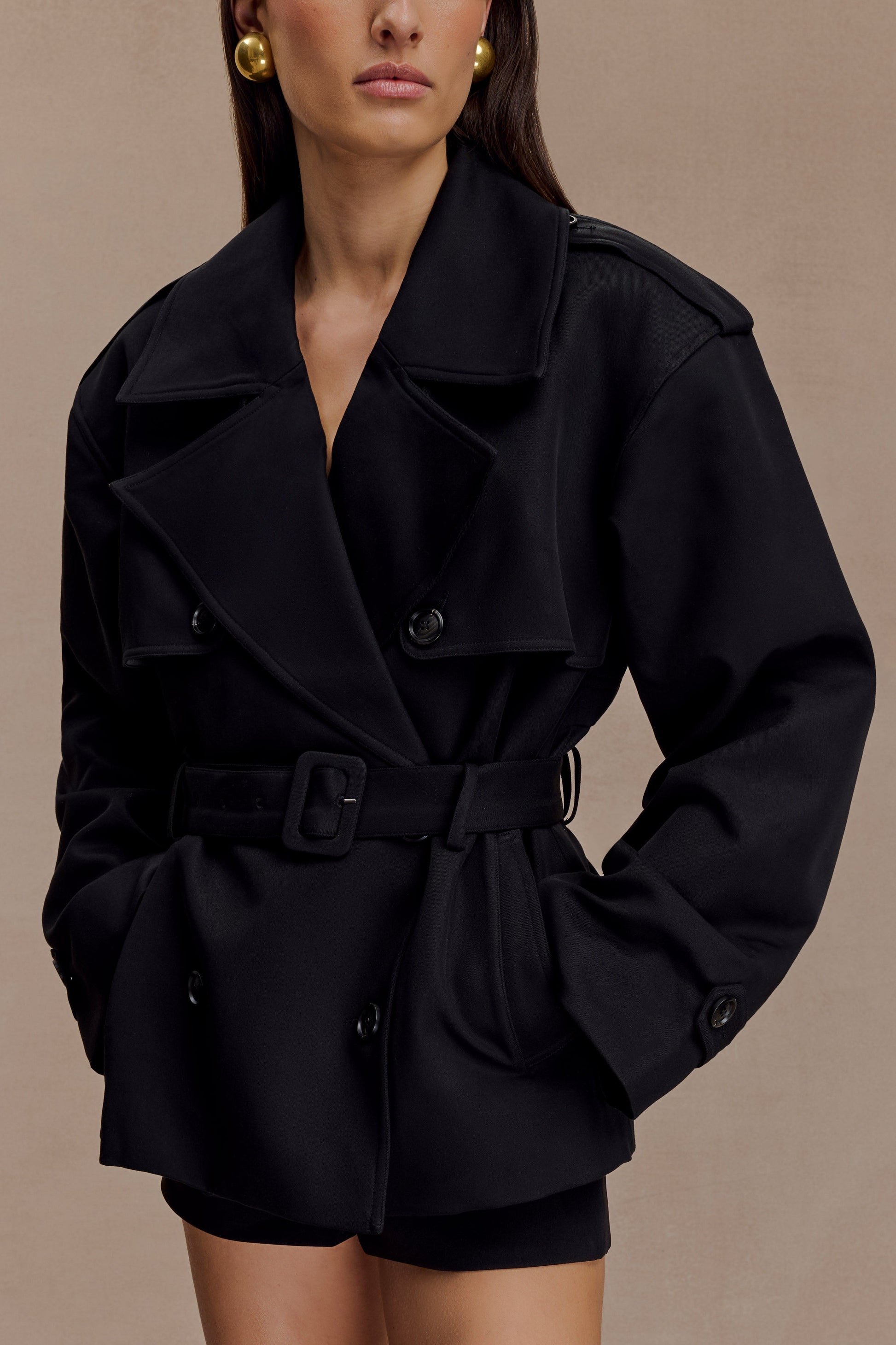Alden Short Trench Jacket - Black #4