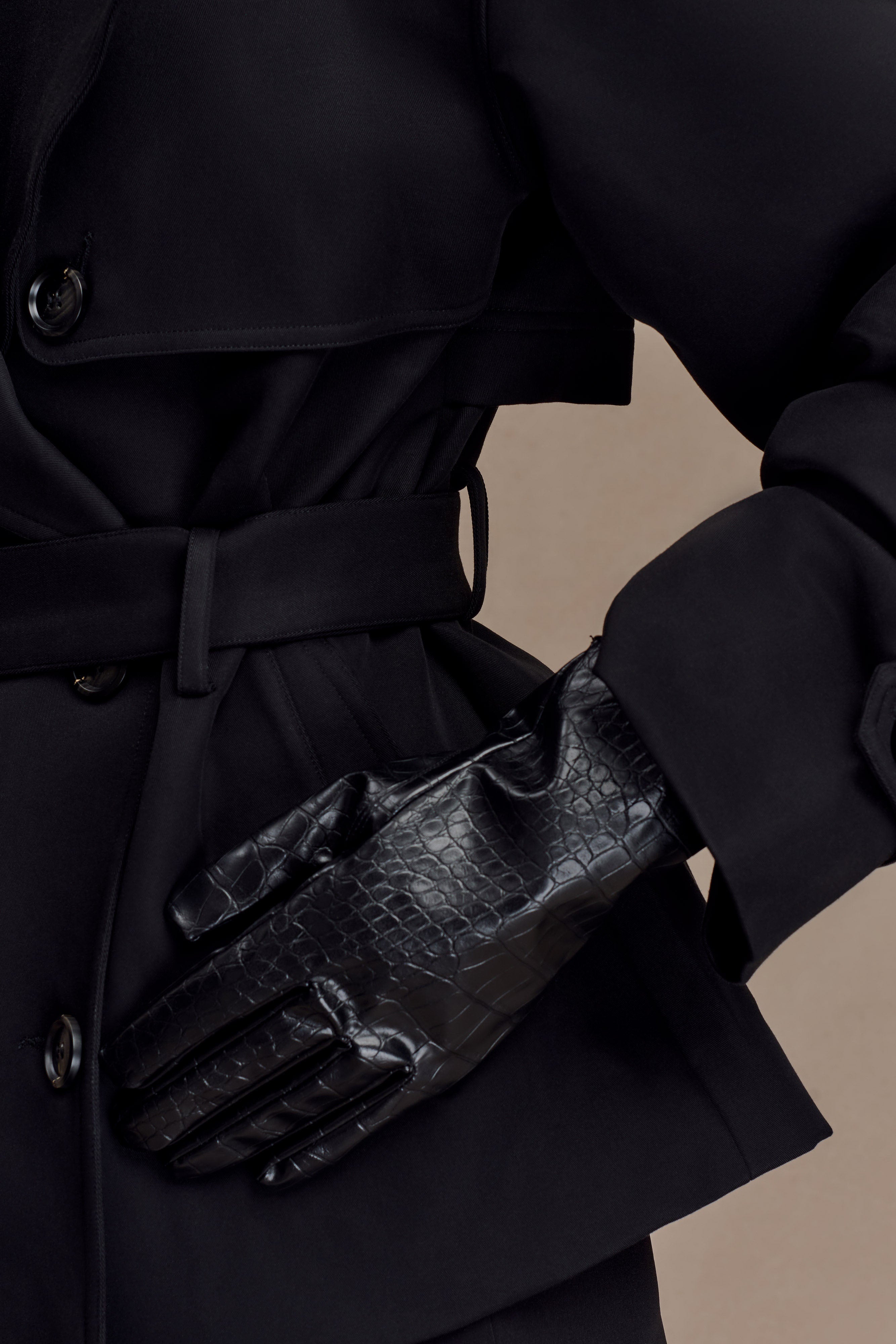 Atlas Faux Leather Crocodile Gloves - Black | MESHKI US
