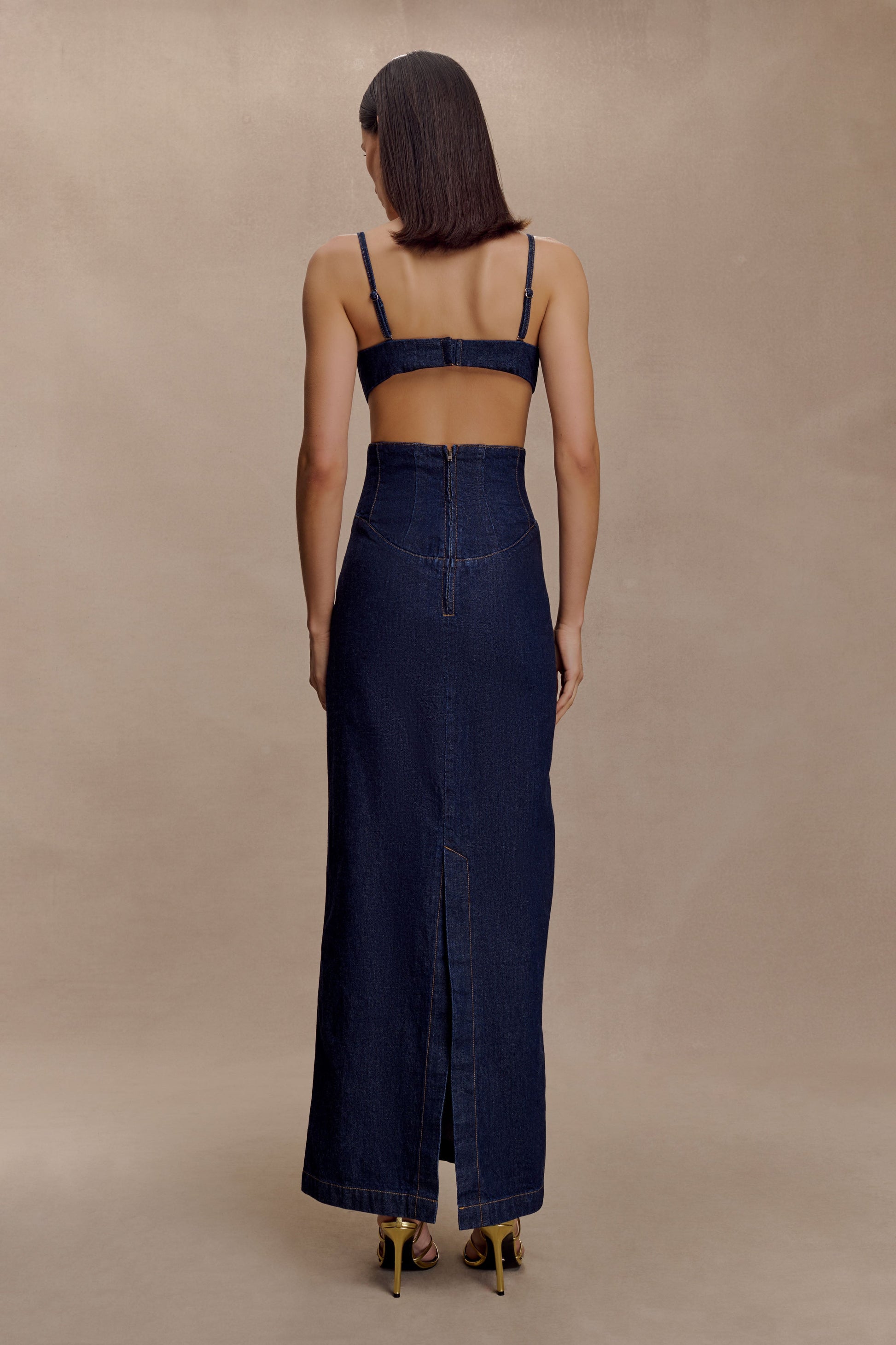 Amila Denim Cupped Maxi Dress - Indigo Blue #3