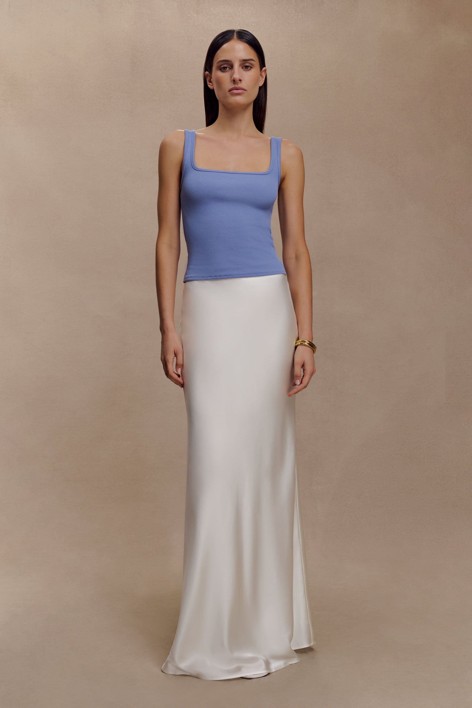 Aisling Ribbed Square Neck Sleeveless Top - Cornflower Blue #6