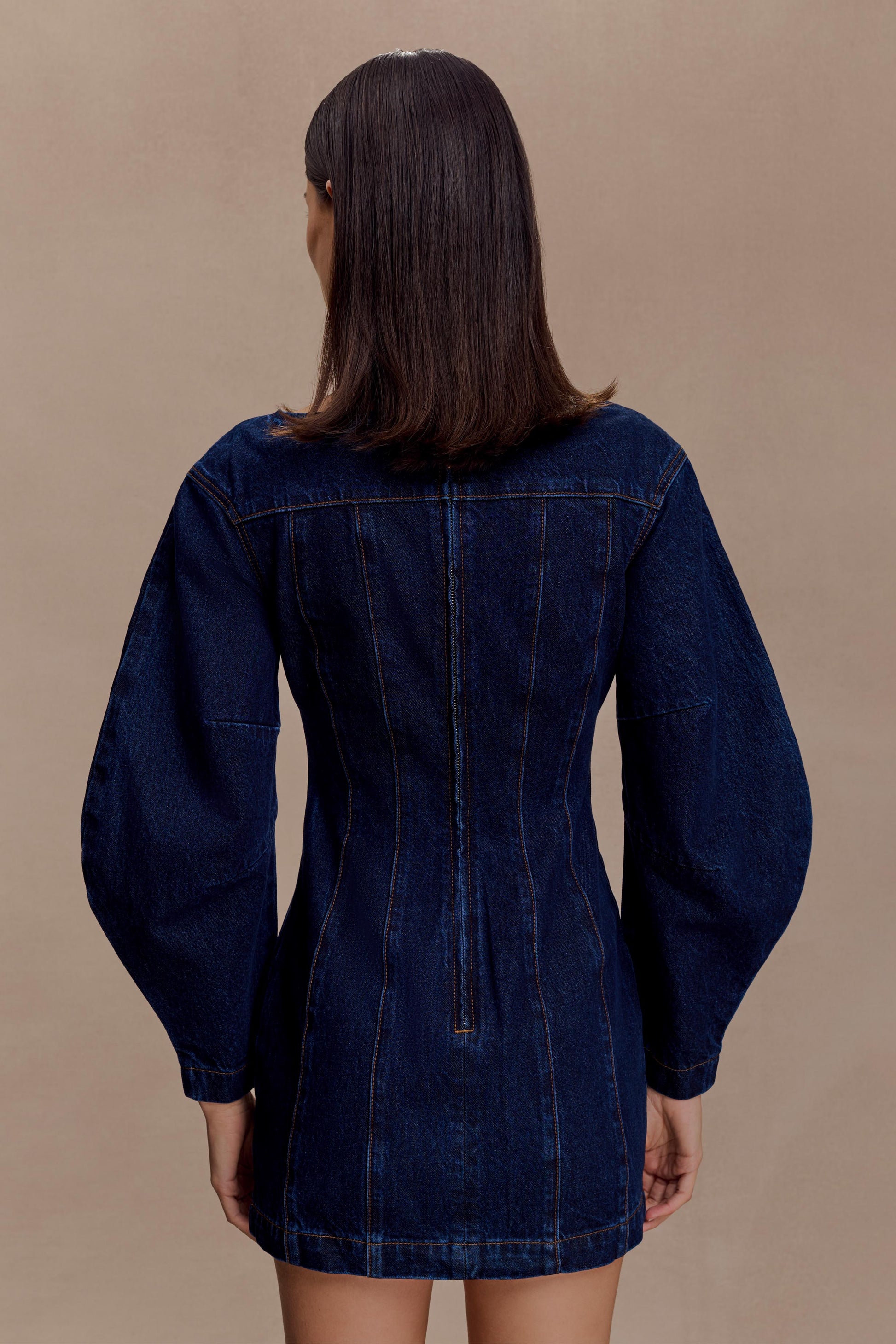 Cosmala Denim Long Sleeve Mini Dress / Indigo Blue | MESHKI