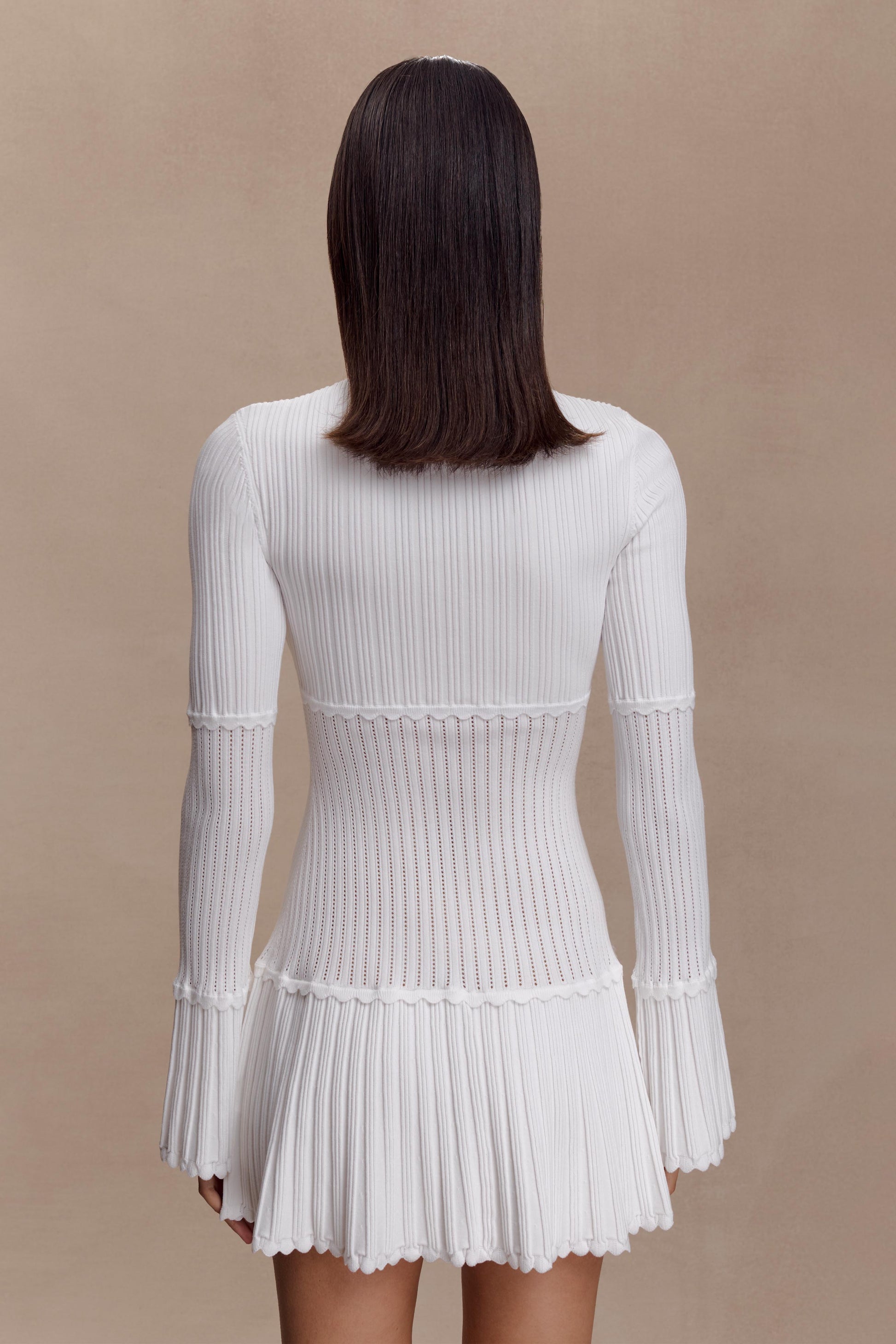 Adena Pointelle Knit Mini Dress - Ivory #2
