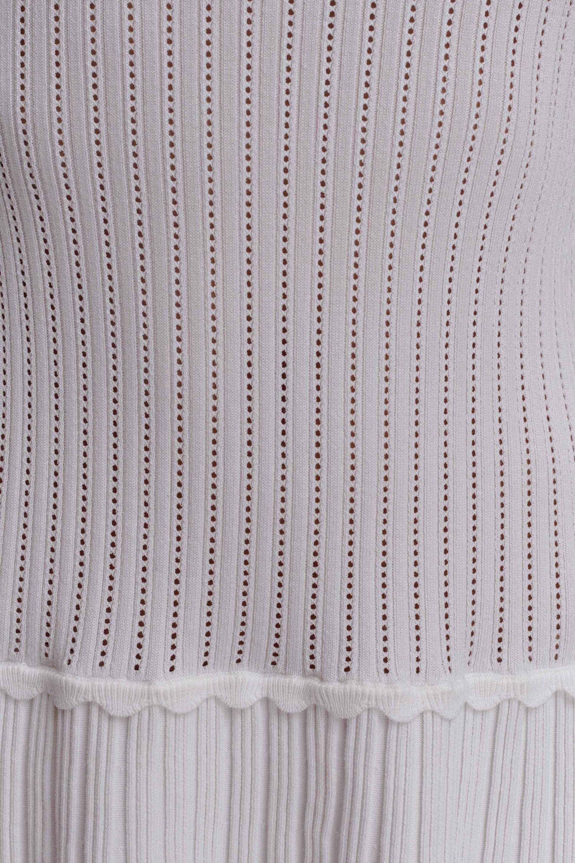 Adena Pointelle Knit Mini Dress - Ivory #7