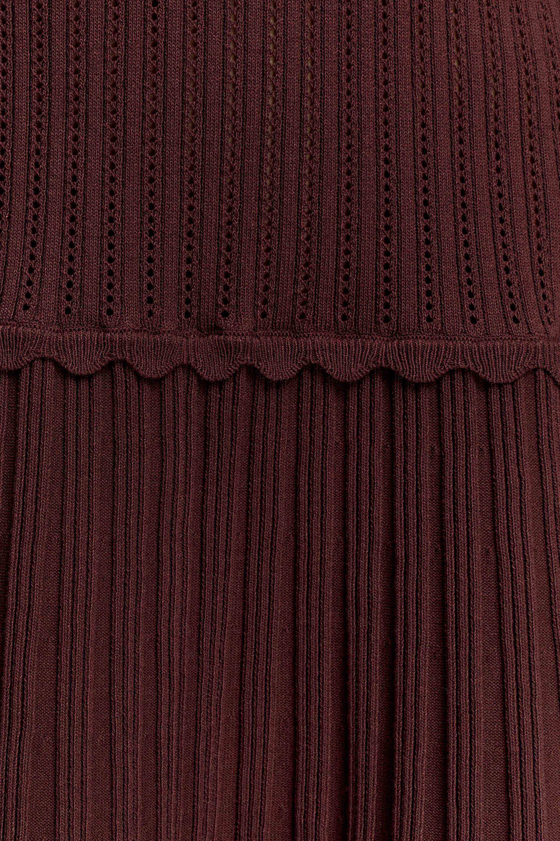 Adena Pointelle Knit Mini Dress - Chocolate #8