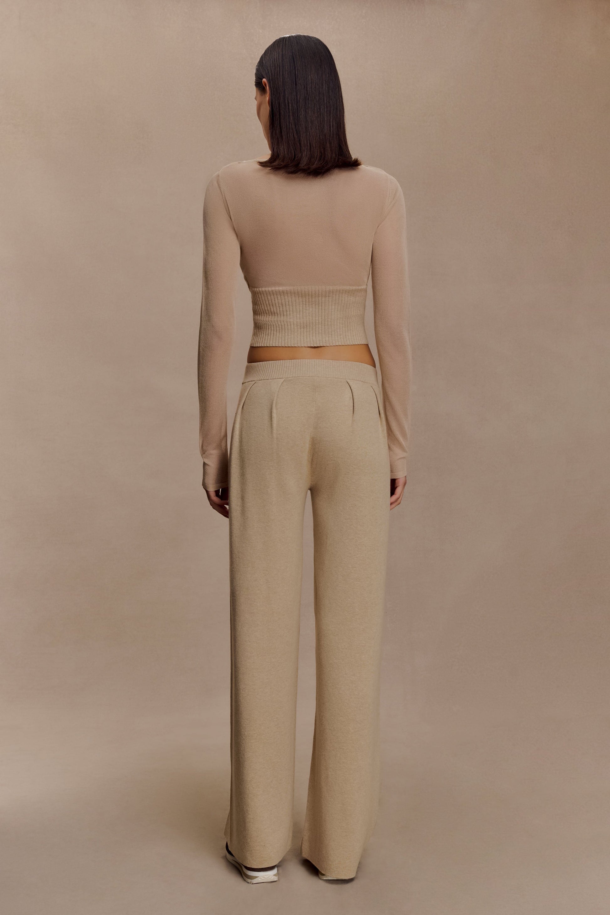 Frannie Gathered Silk Blend Knit Pants - Sand #4