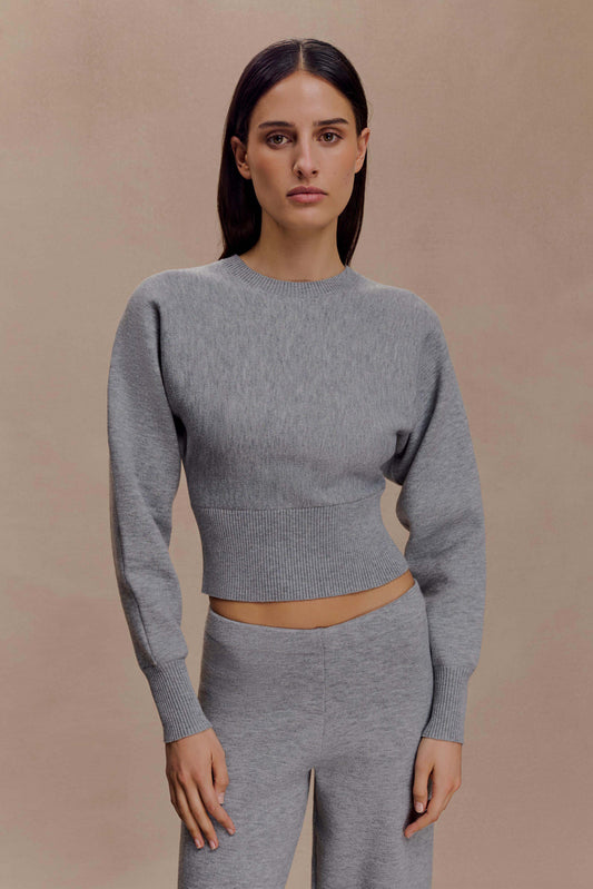 Ciaralee Cinched Waist Jumper- Grey Marle