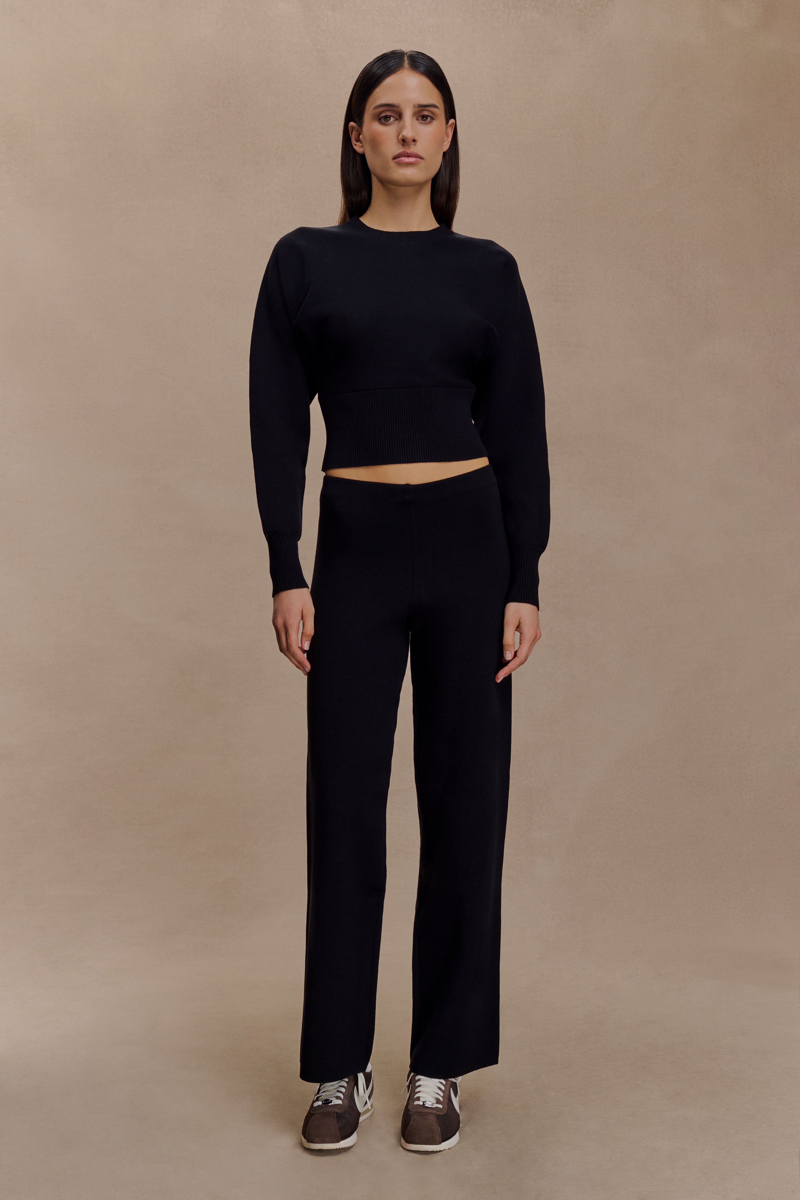 Kerrymae Straight Leg Knit Pants - Black | MESHKI US