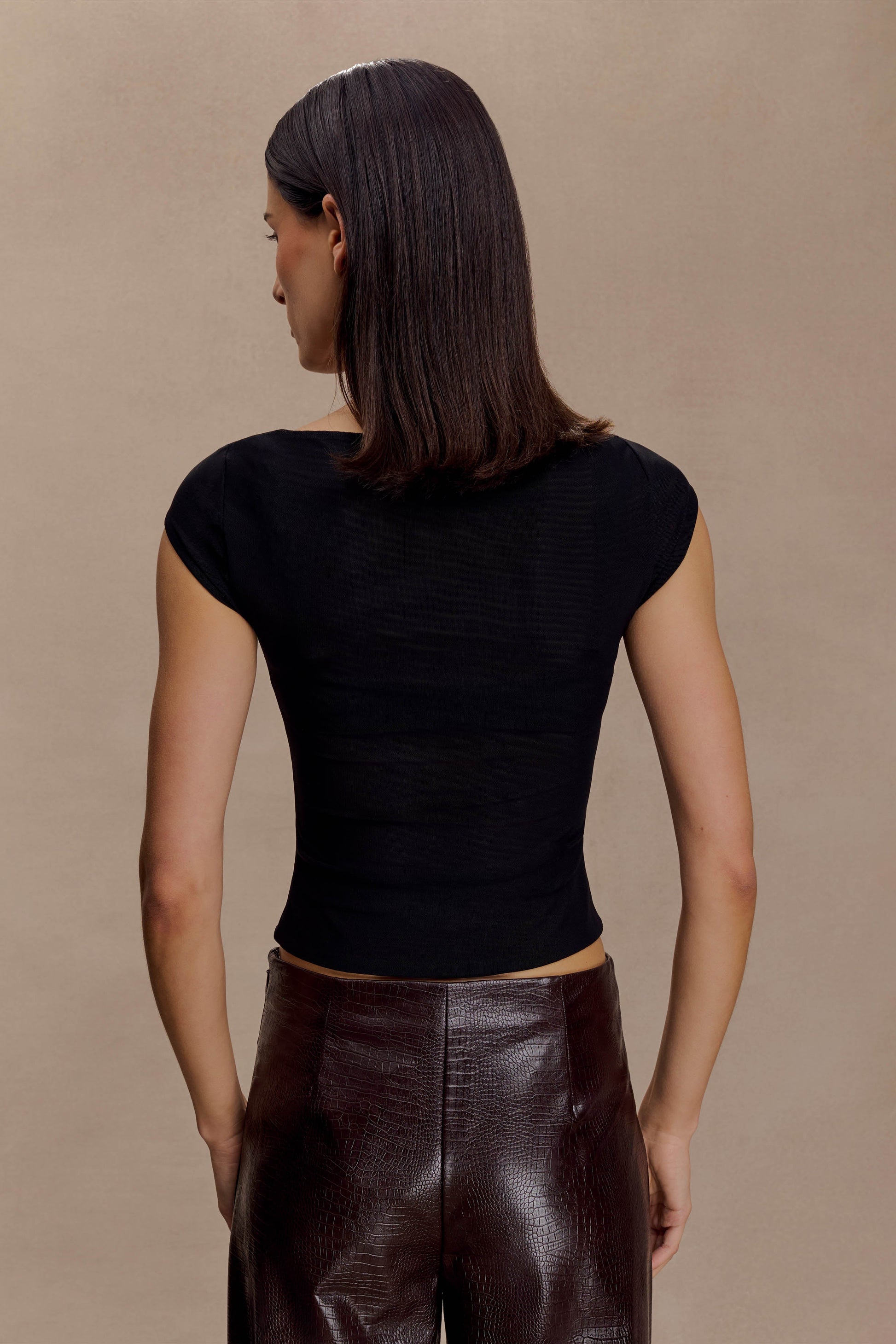 Romana Short Sleeve Mesh Top - Black #2