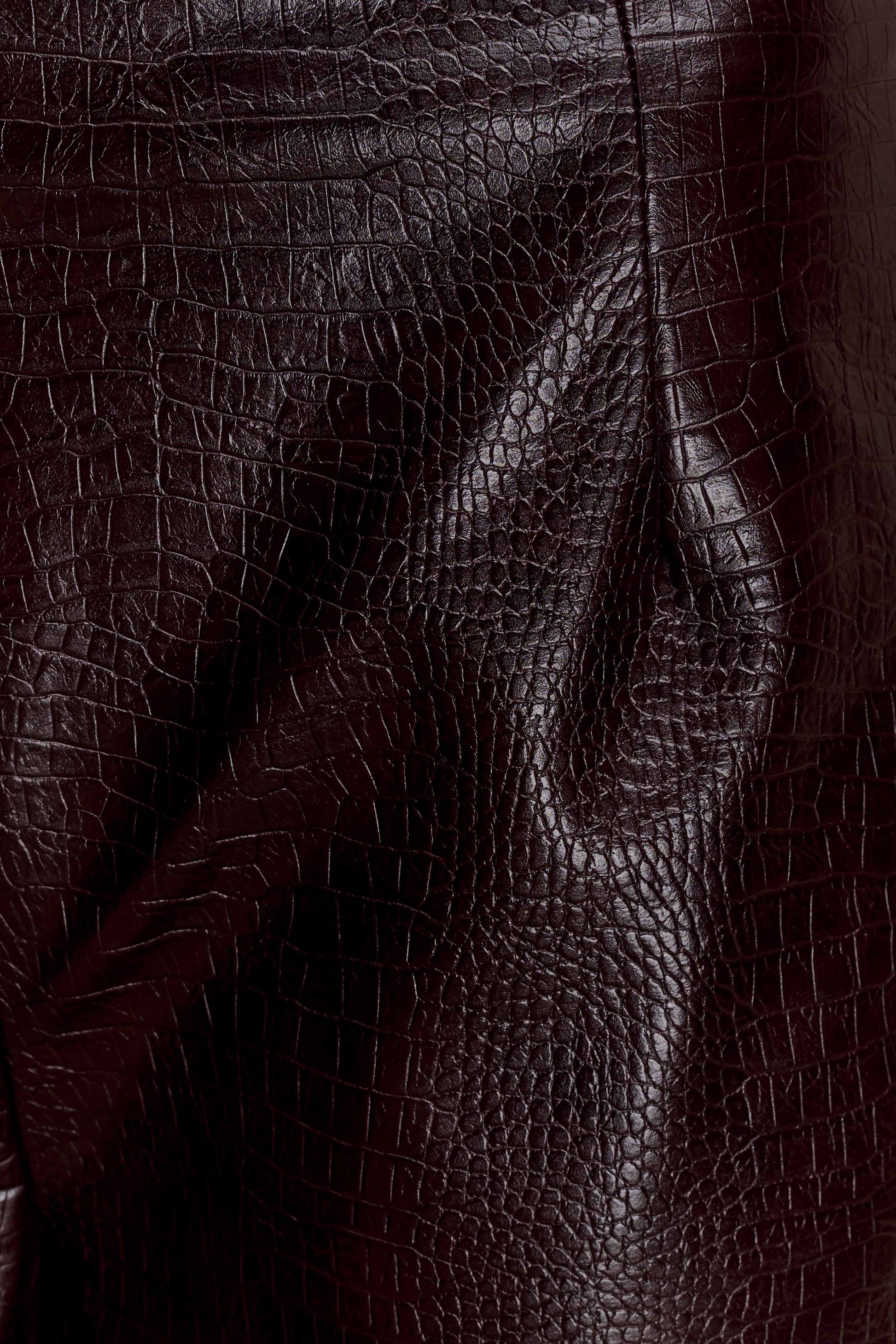 Henry Croc Faux Leather Straight Leg Pants - Dark Chocolate #7