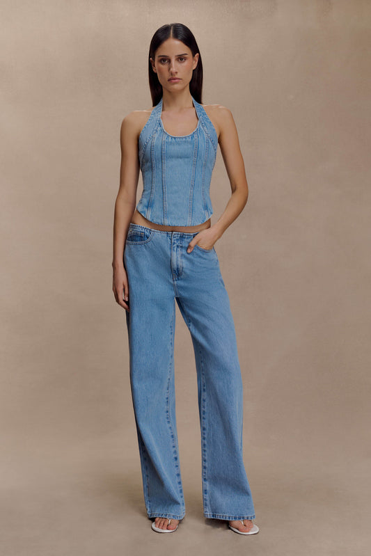 Caitlin Mid Rise Denim Jeans - Classic Blue