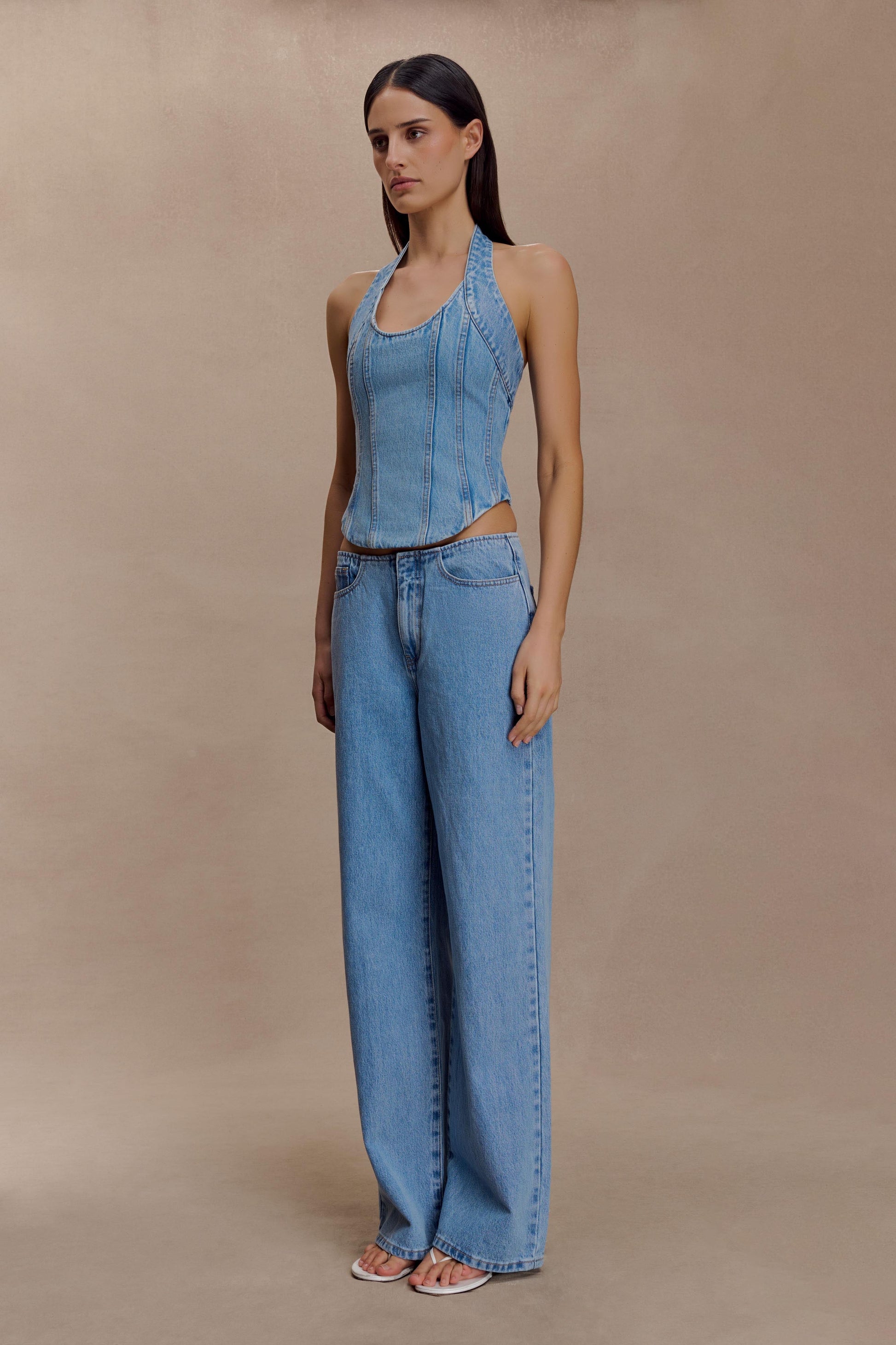 Meadow Denim Corset Halter Top - Classic Blue #6