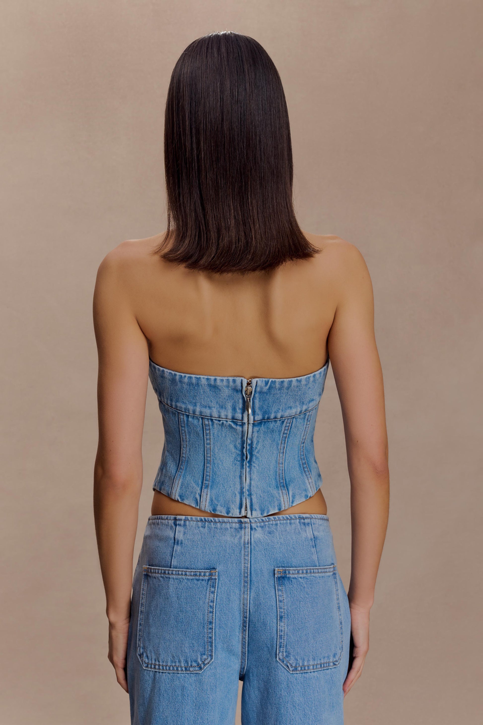 Meadow Denim Corset Halter Top - Classic Blue #5