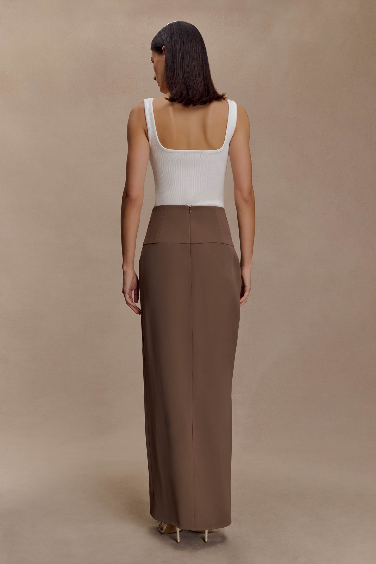 Aisling Ribbed Square Neck Sleeveless Top - Ivory