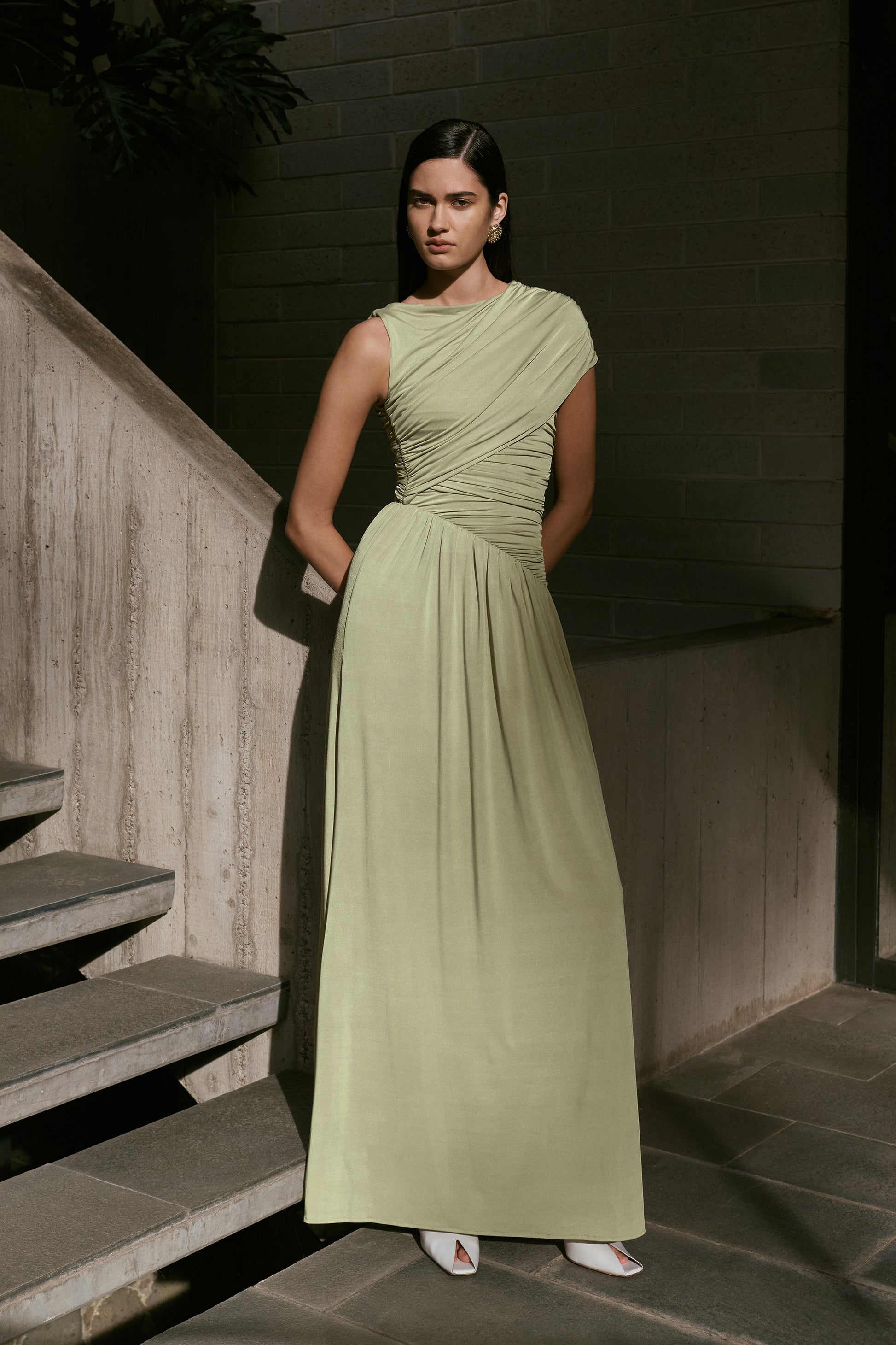 Ayeshya Slinky Asymmetric Maxi Dress