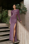 Megan Slinky And Mesh Maxi Dress - Purple